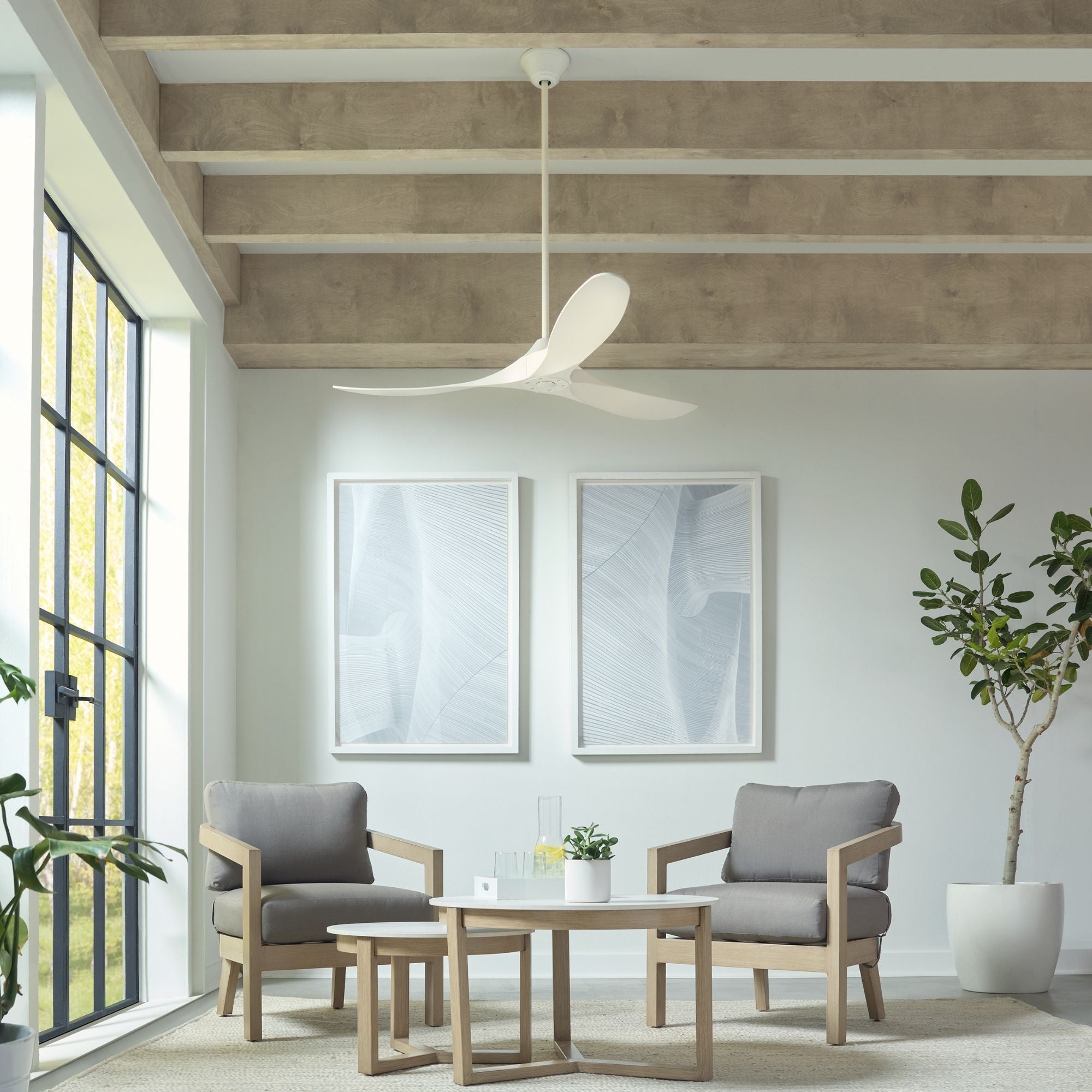 Maverick Coastal 60" Matte White Outdoor Ceiling Fan with Remote