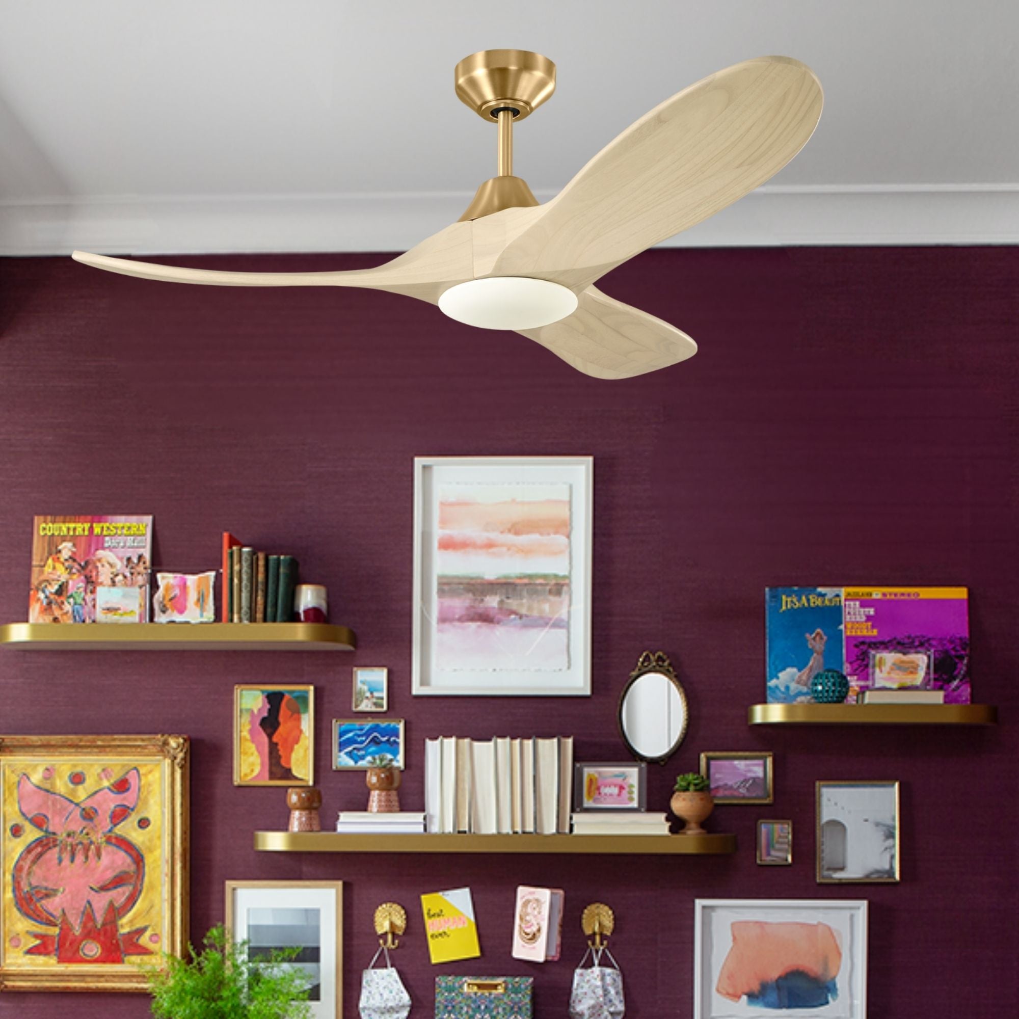 Maverick Smart 44" Burnished Brass LED Ceiling Fan with Remote