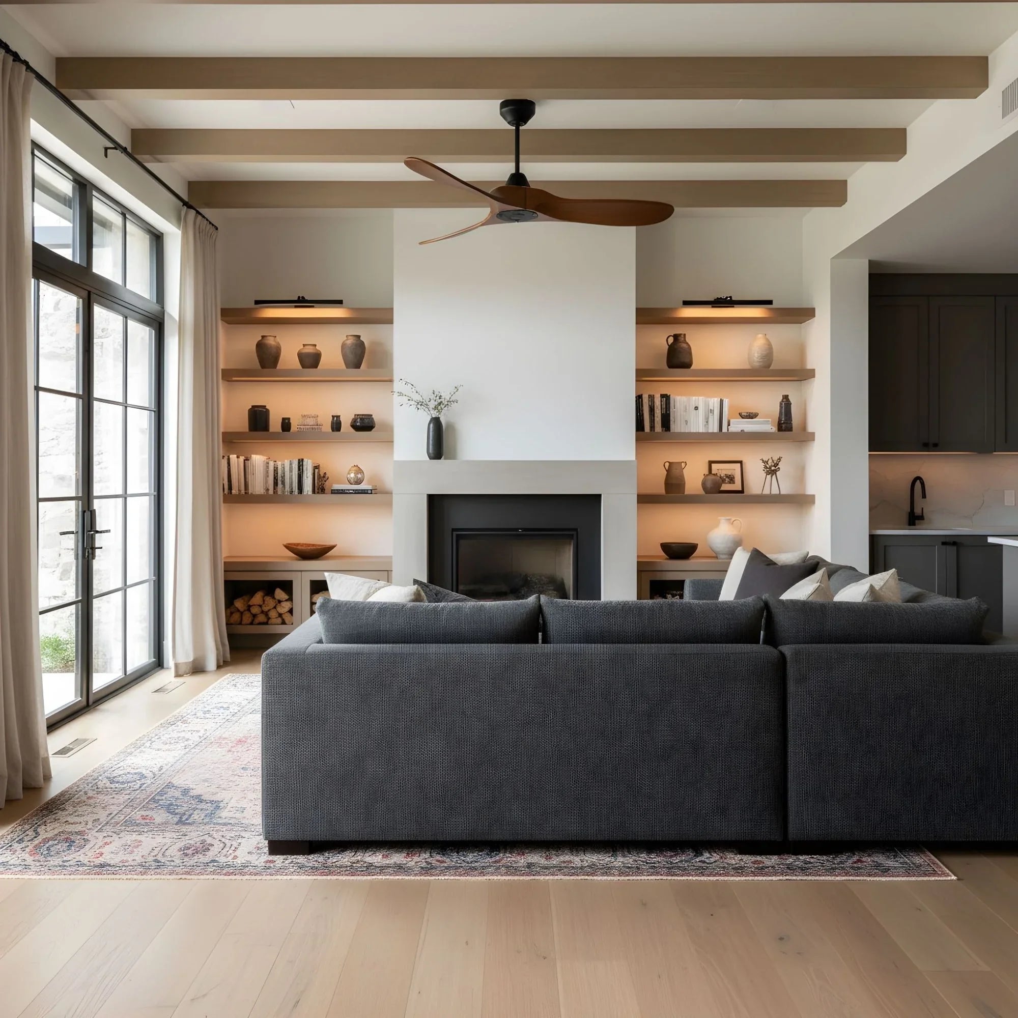 Maverick Smart 44" Black & Walnut Ceiling Fan with Remote