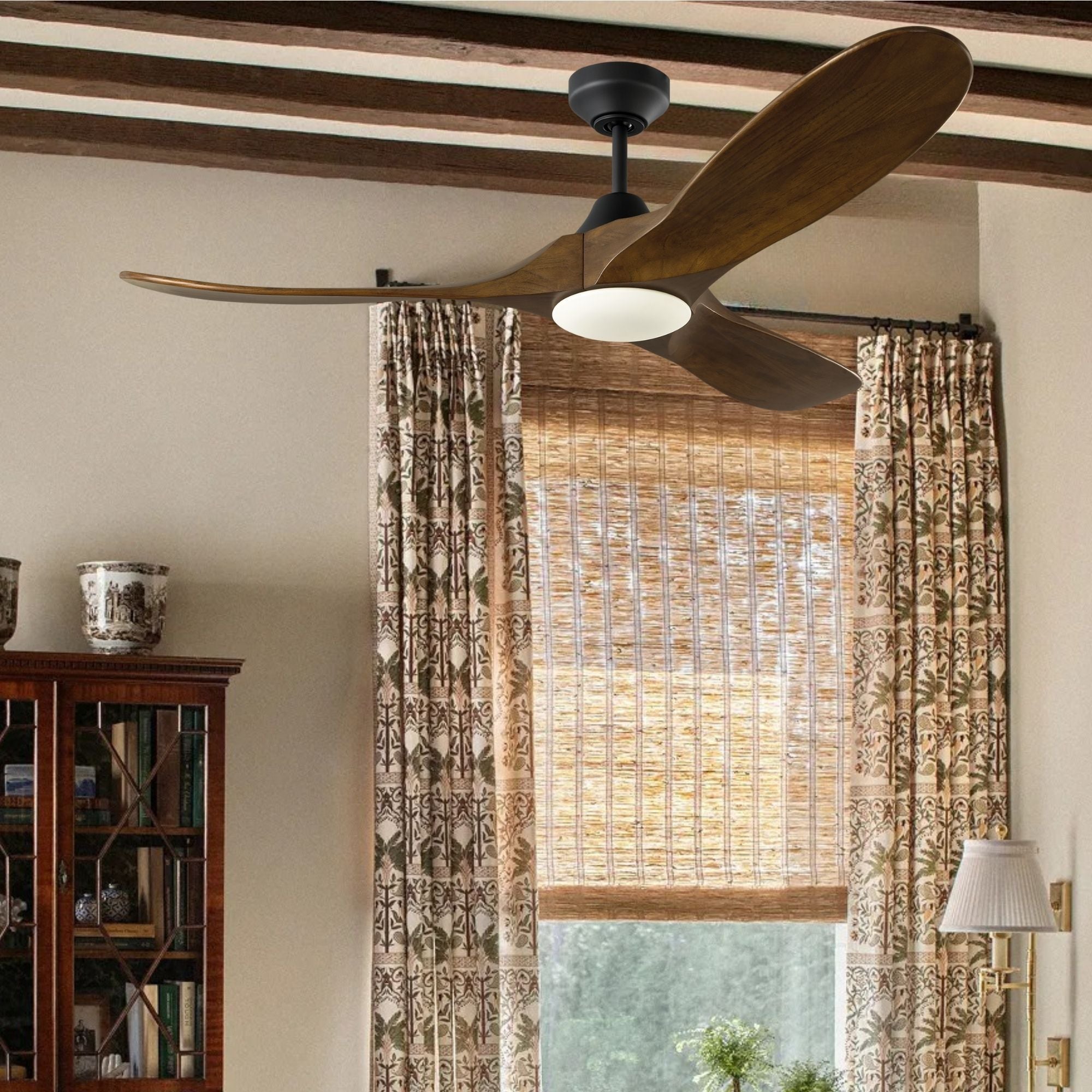 Maverick Smart 52" Black & Walnut LED Ceiling Fan with Remote