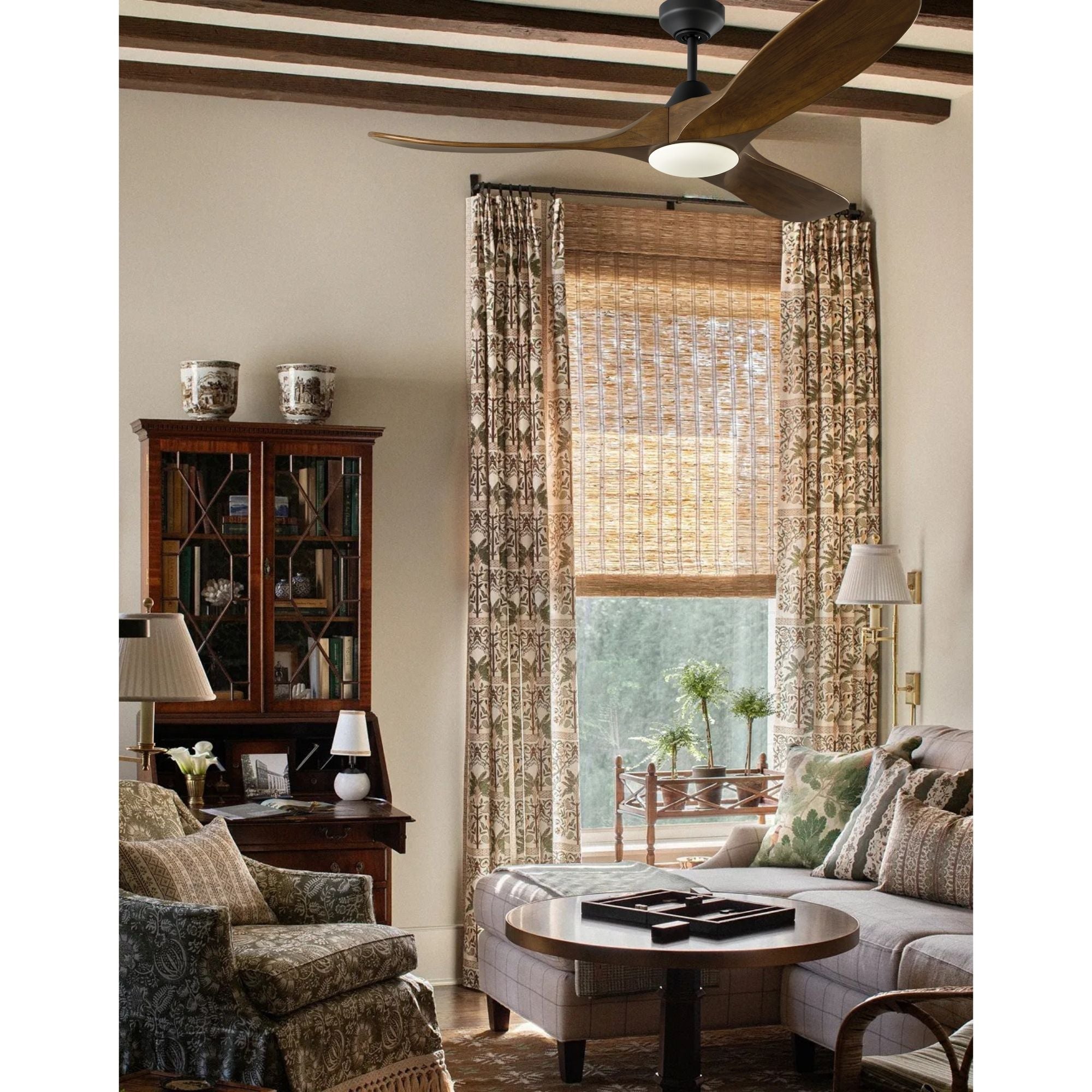 Maverick Smart 52" Black & Walnut LED Ceiling Fan with Remote