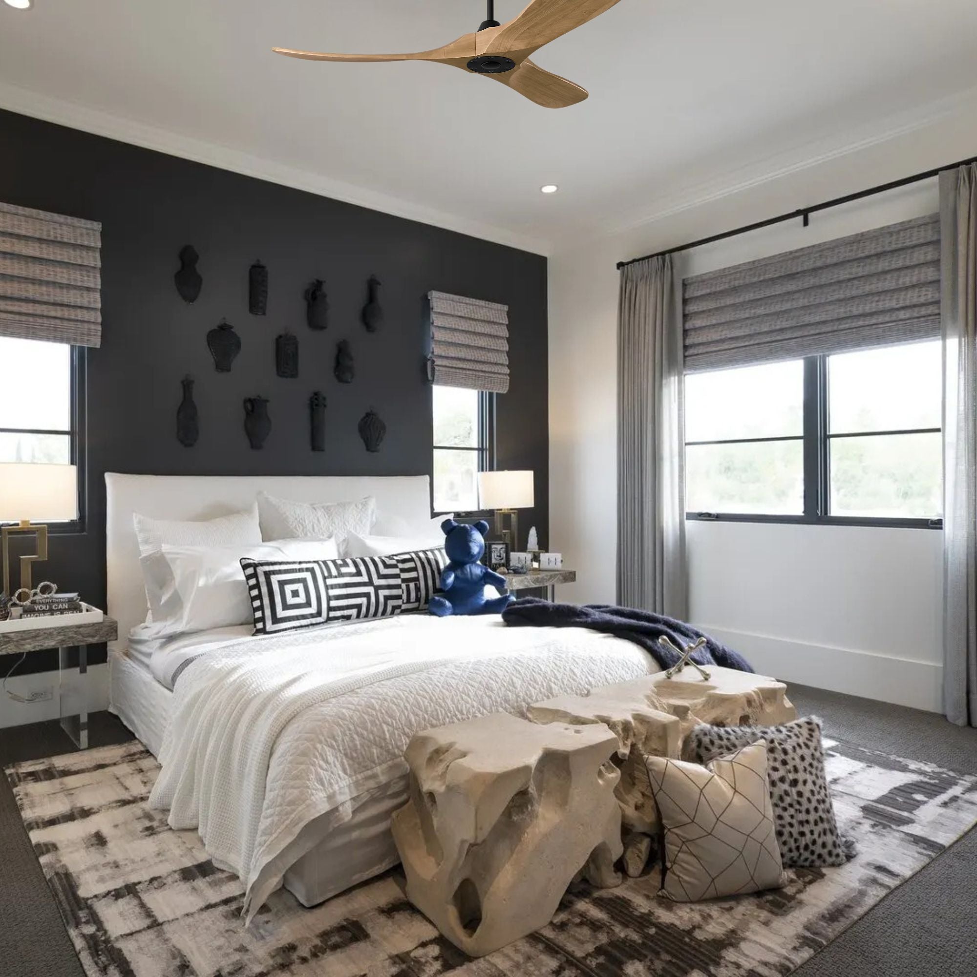 Maverick Smart 52" Black & Honey Ceiling Fan with Remote