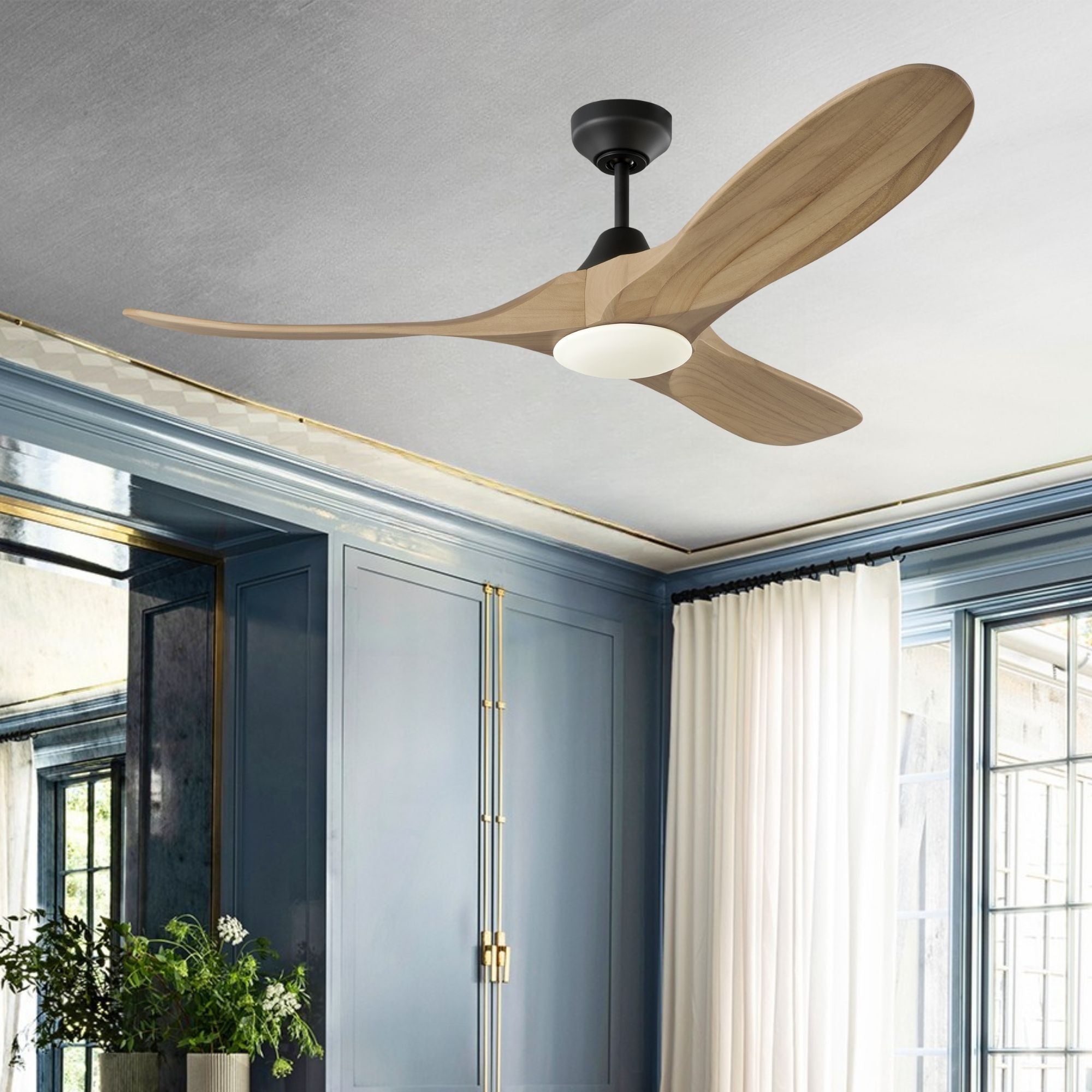 Maverick Smart 52" Black & Honey LED Ceiling Fan with Remote