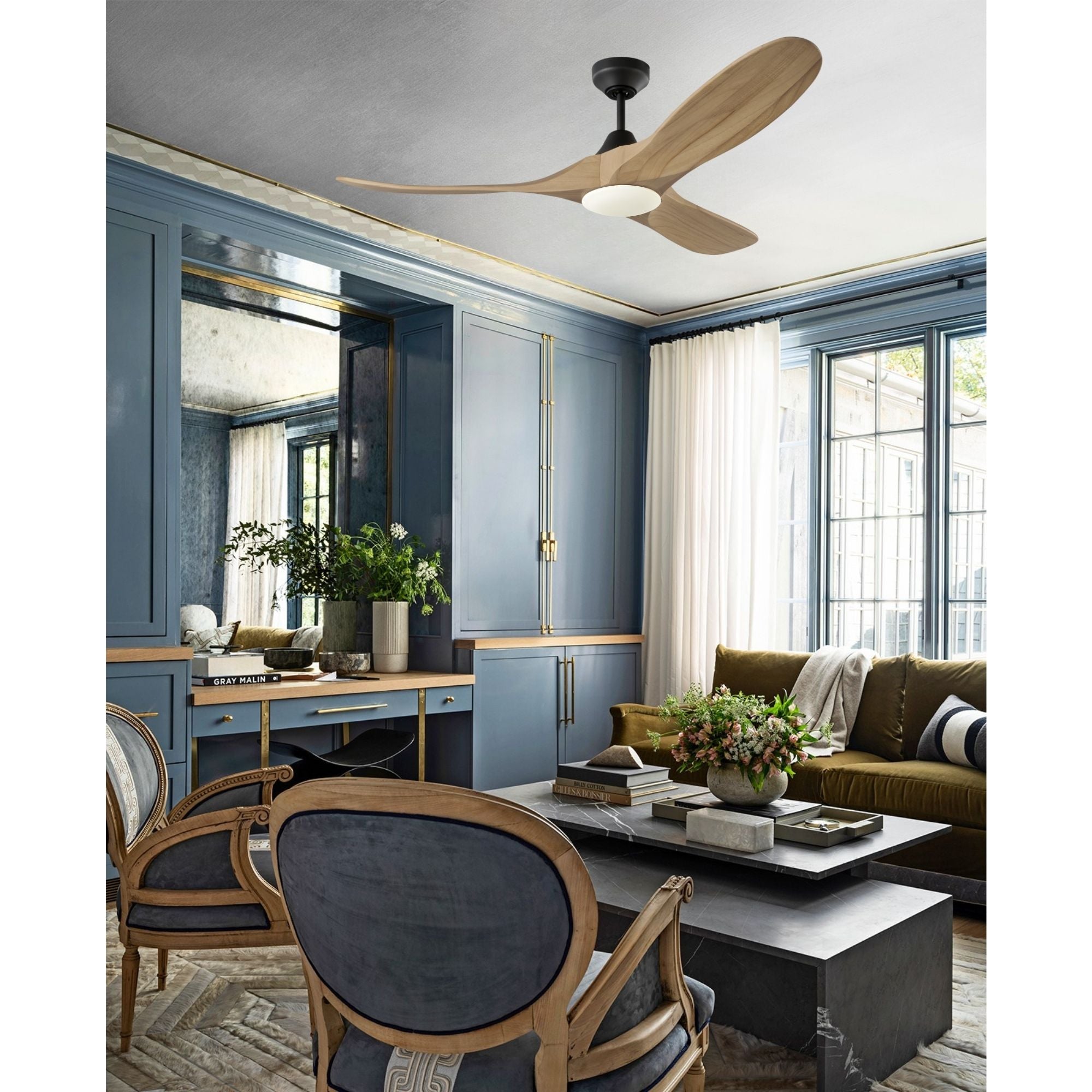 Maverick Smart 52" Black & Honey LED Ceiling Fan with Remote