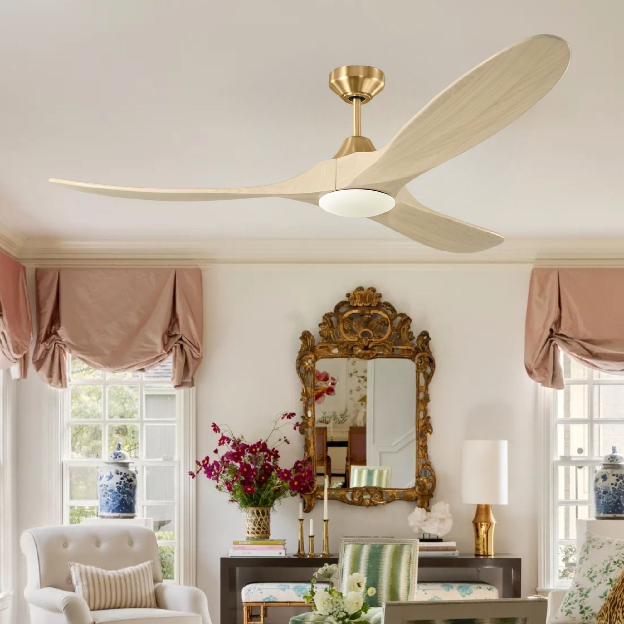Maverick Smart 60" Burnished Brass LED Ceiling Fan with Remote