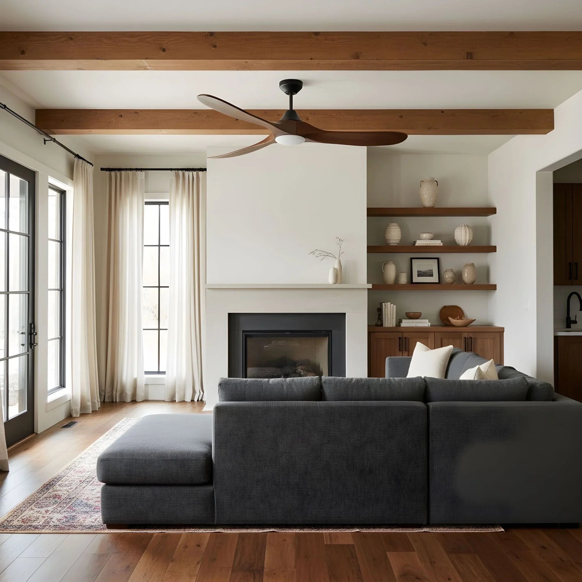 Maverick Smart 60" Black & Walnut LED Ceiling Fan with Remote