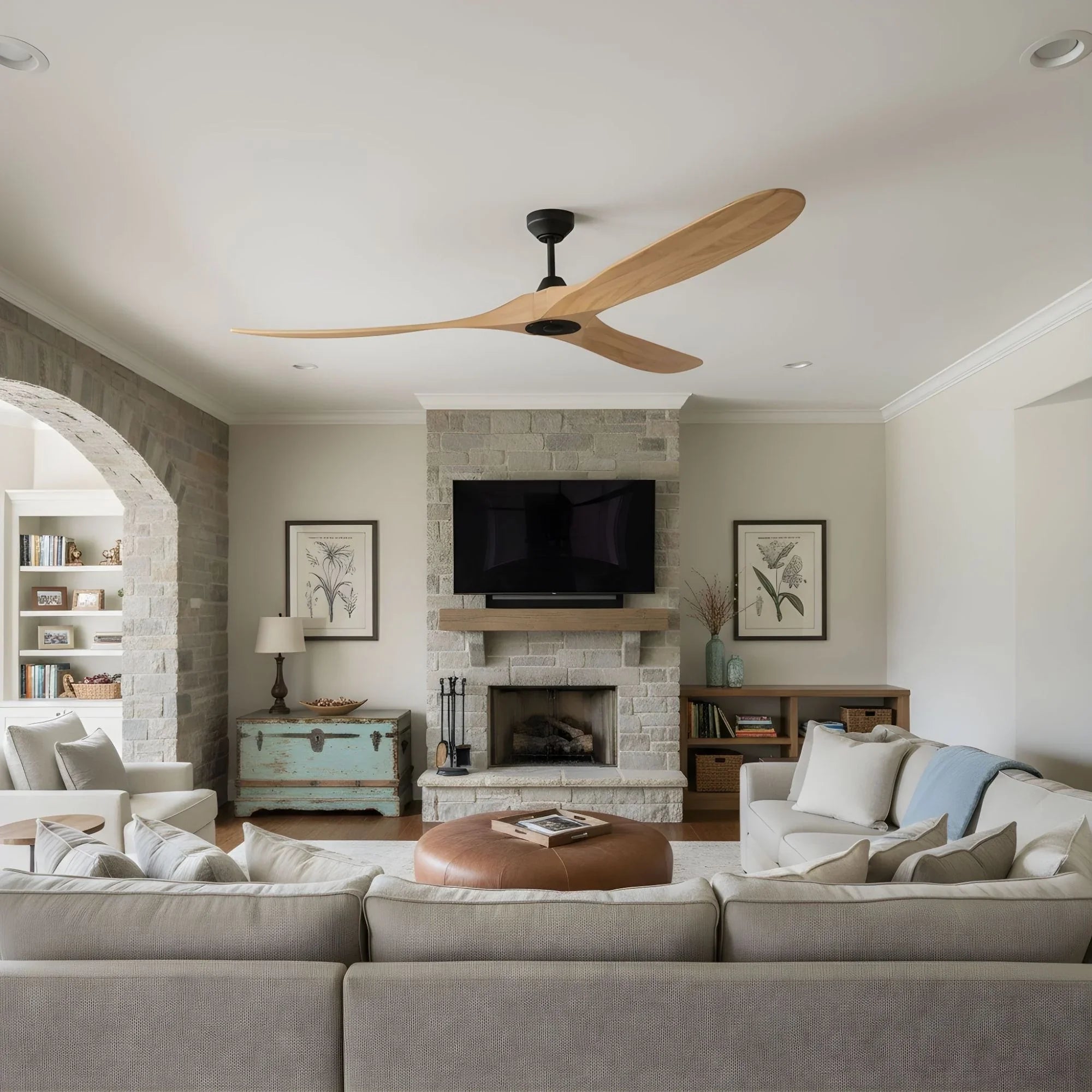 Maverick Smart 70" Black & Honey Ceiling Fan with Remote