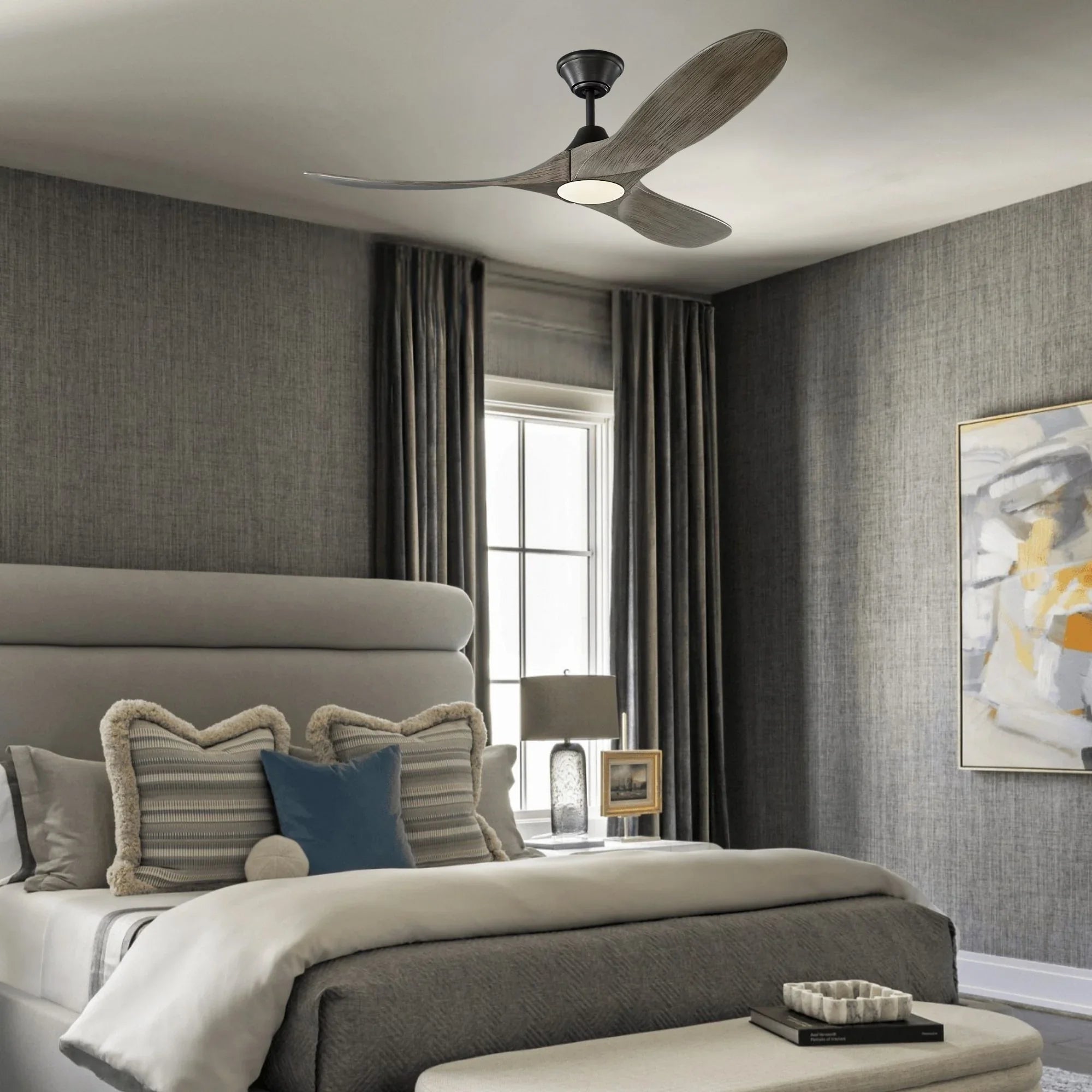 Maverick 52" Aged Pewter Damp Rated LED Ceiling Fan with Remote