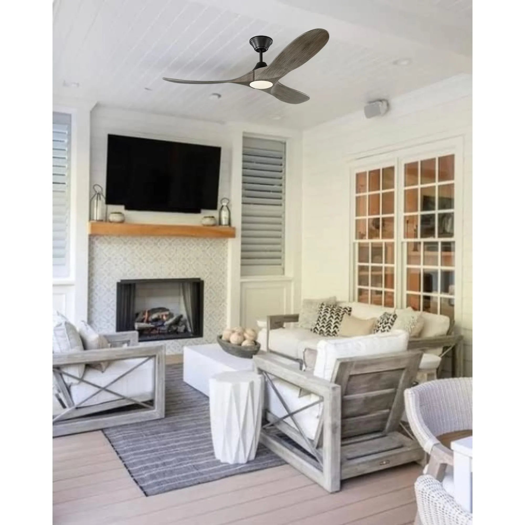 Maverick 52" Aged Pewter Damp Rated LED Ceiling Fan with Remote
