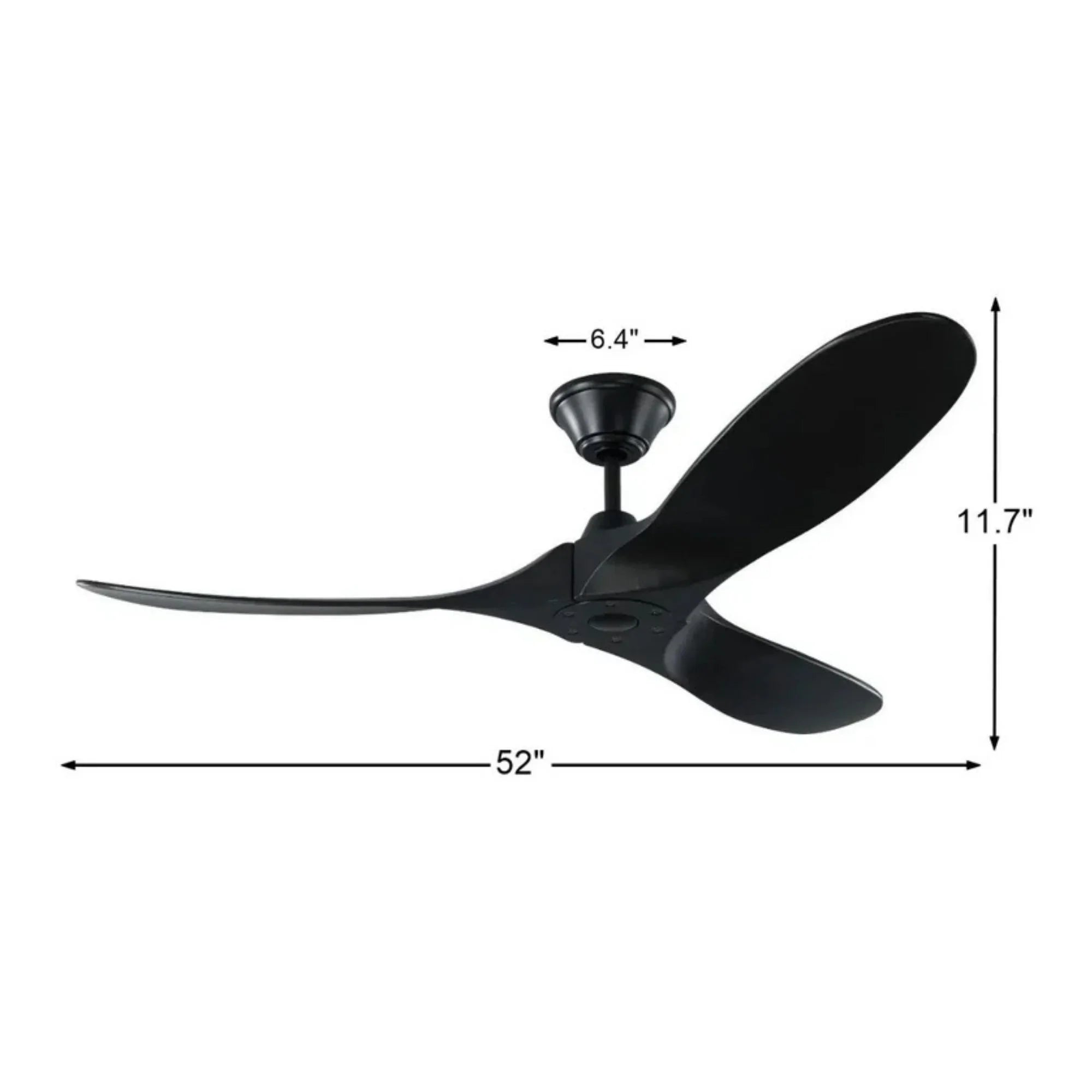 Maverick 52" Matte Black Damp Rated Ceiling Fan with Remote