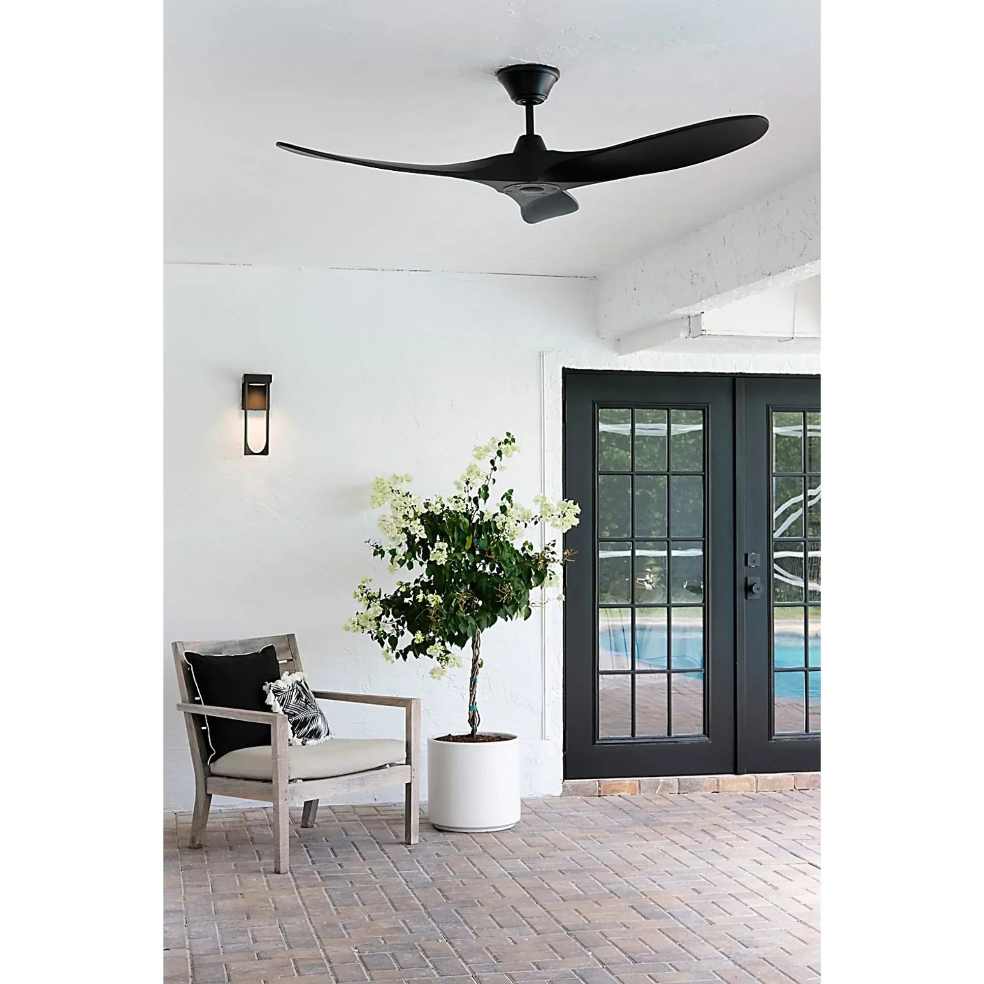 Maverick 52" Matte Black Damp Rated Ceiling Fan with Remote