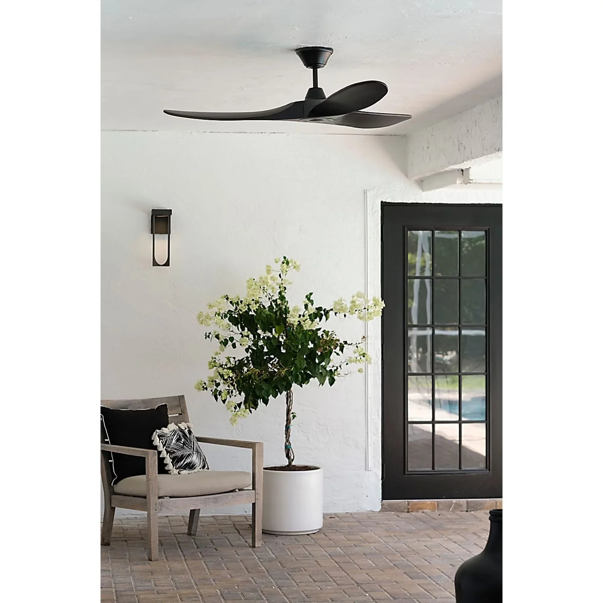 Maverick 52" Matte Black Damp Rated Ceiling Fan with Remote