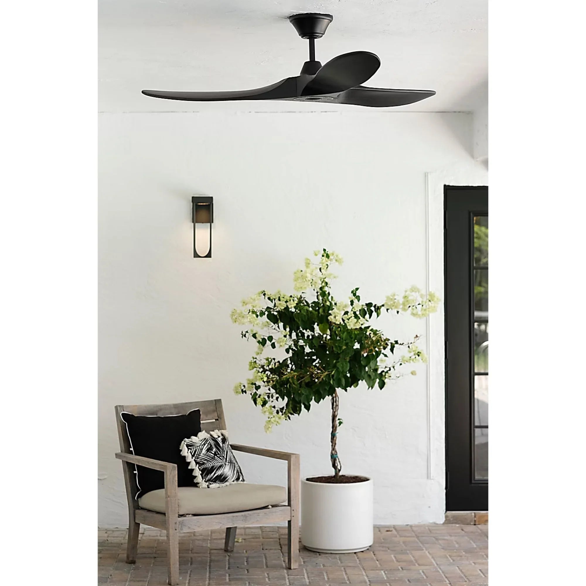 Maverick 52" Matte Black Damp Rated Ceiling Fan with Remote