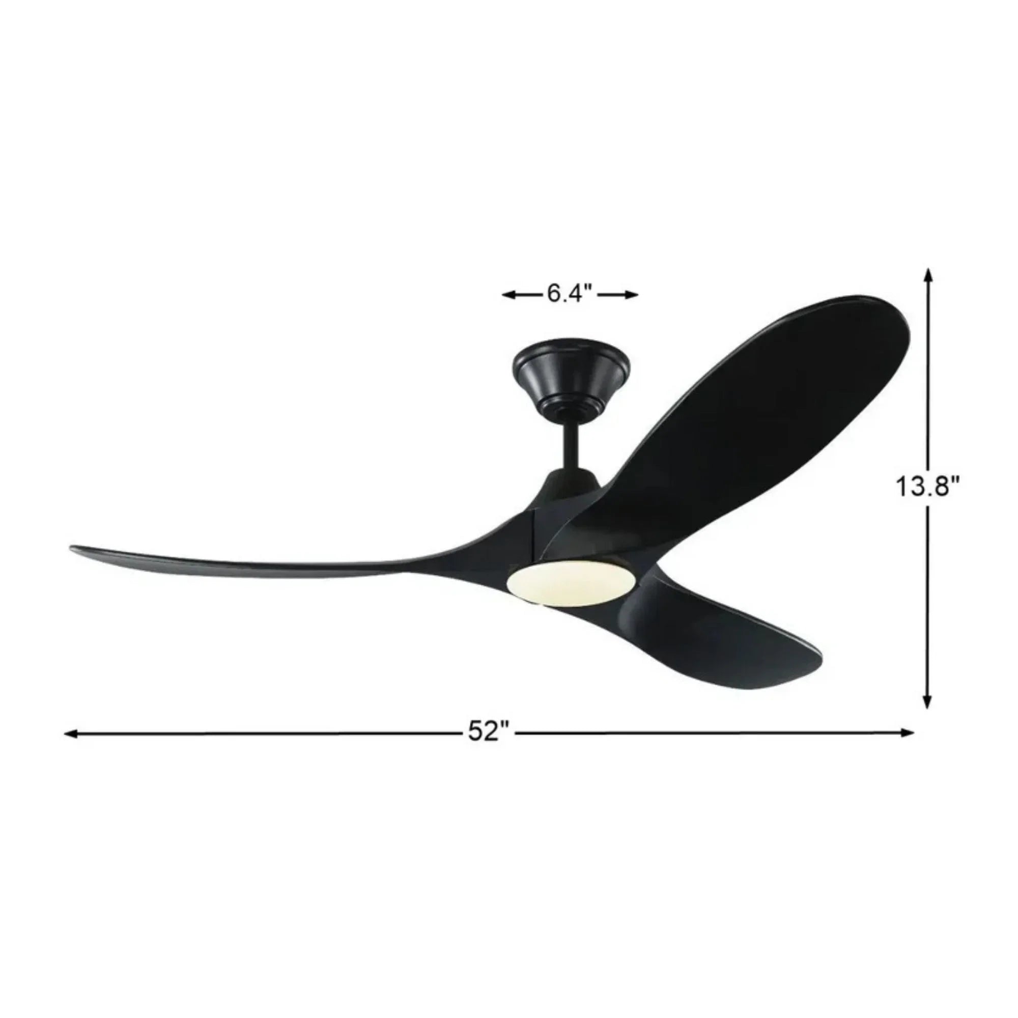 Maverick 52" Matte Black Damp Rated LED Ceiling Fan with Remote