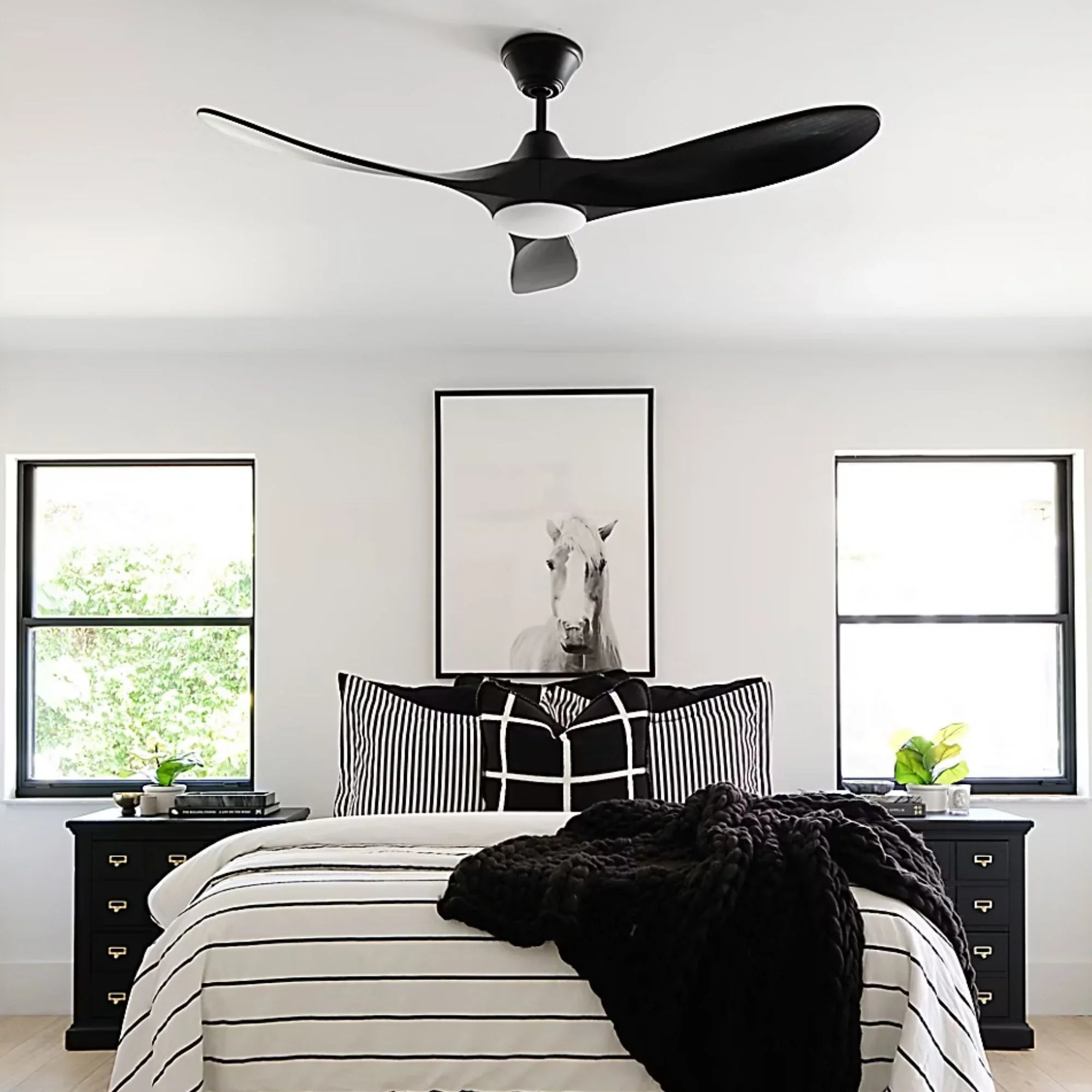 Maverick 52" Matte Black Damp Rated LED Ceiling Fan with Remote