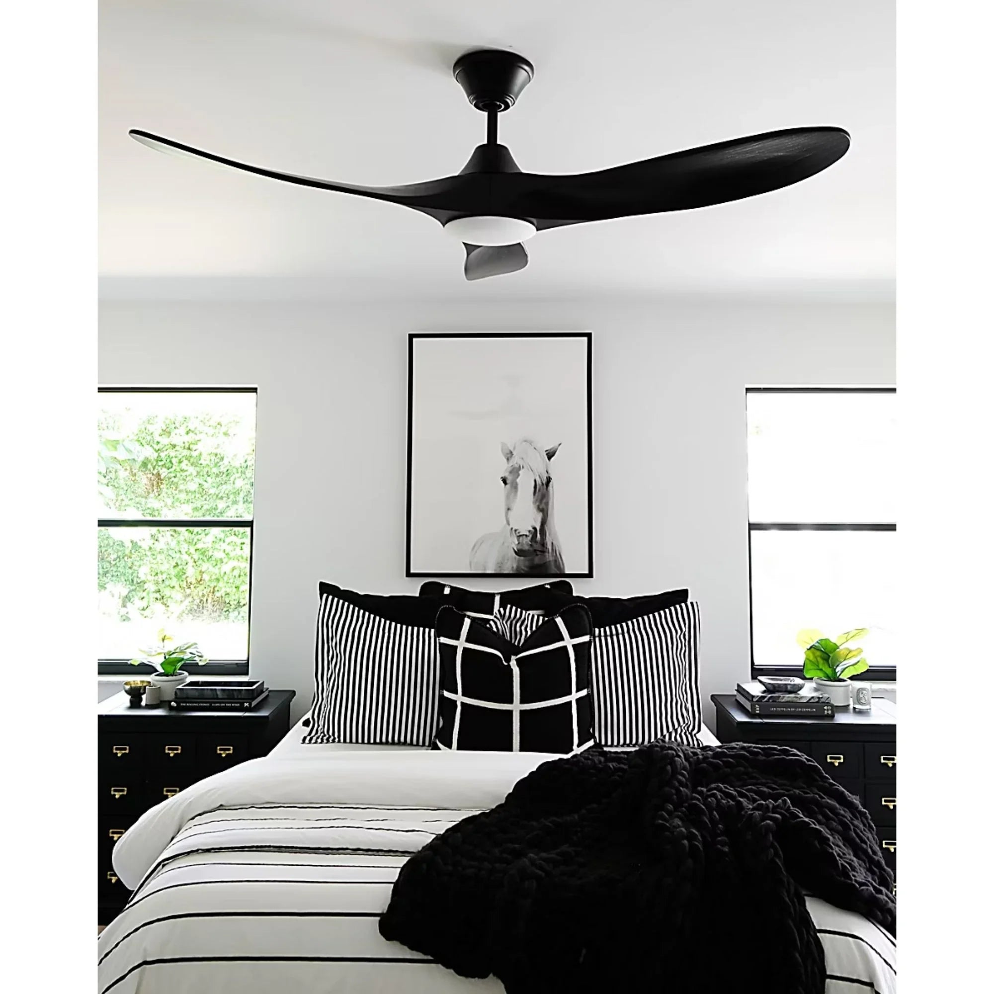 Maverick 52" Matte Black Damp Rated LED Ceiling Fan with Remote