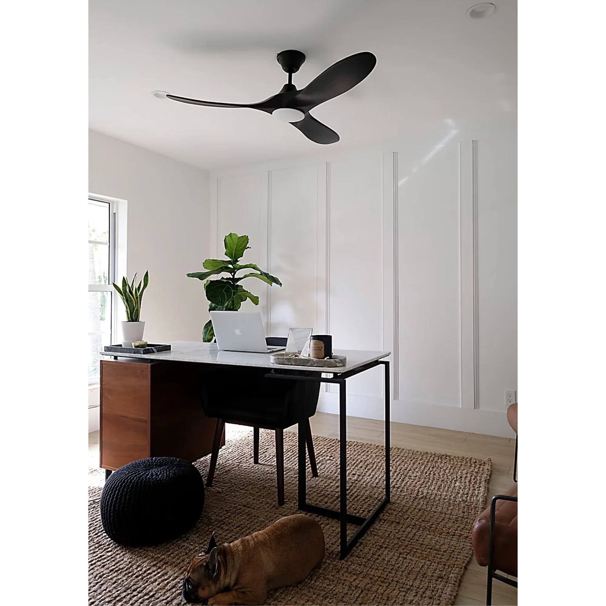 Maverick 52" Matte Black Damp Rated LED Ceiling Fan with Remote
