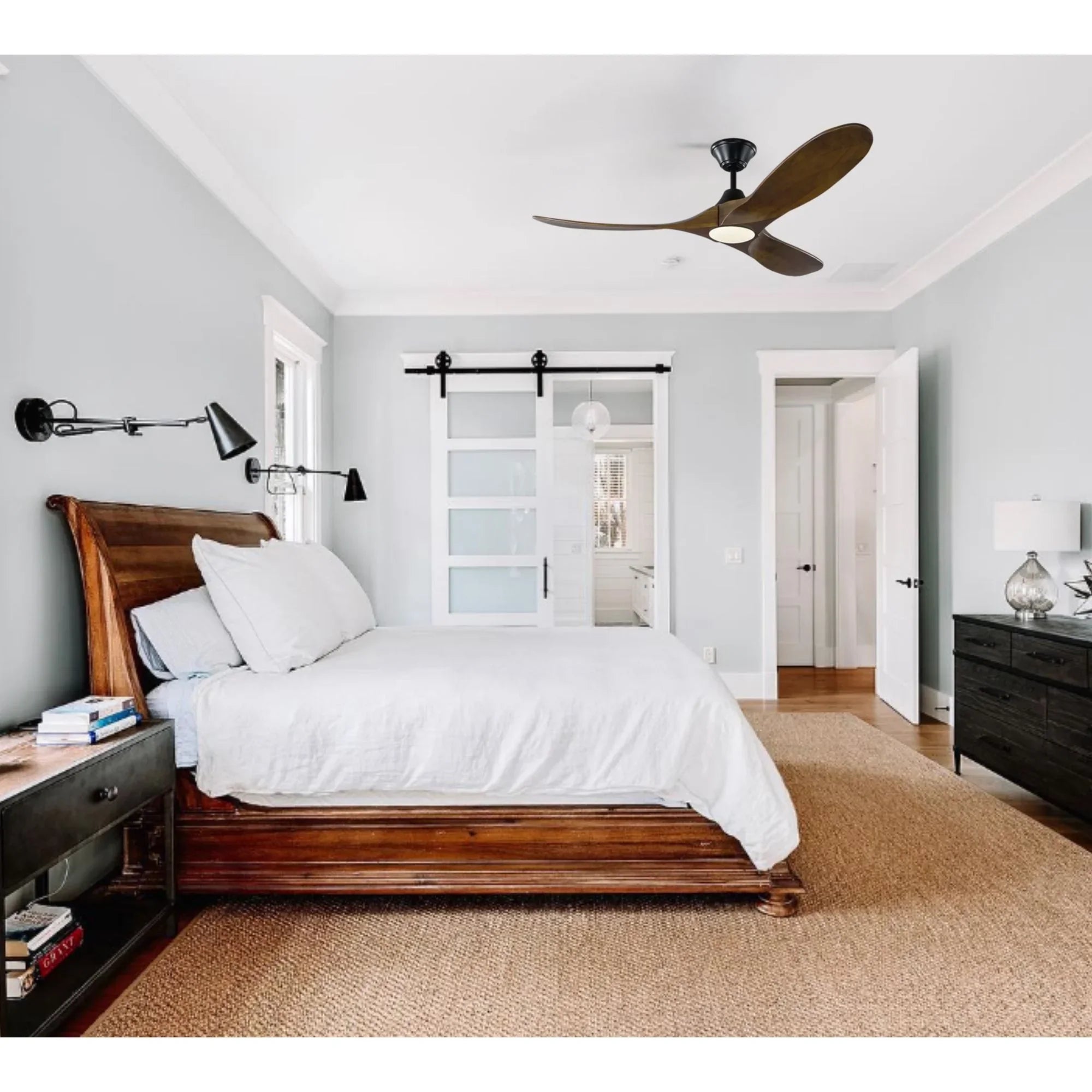 Maverick 52" Black & Walnut Damp Rated LED Ceiling Fan with Remote