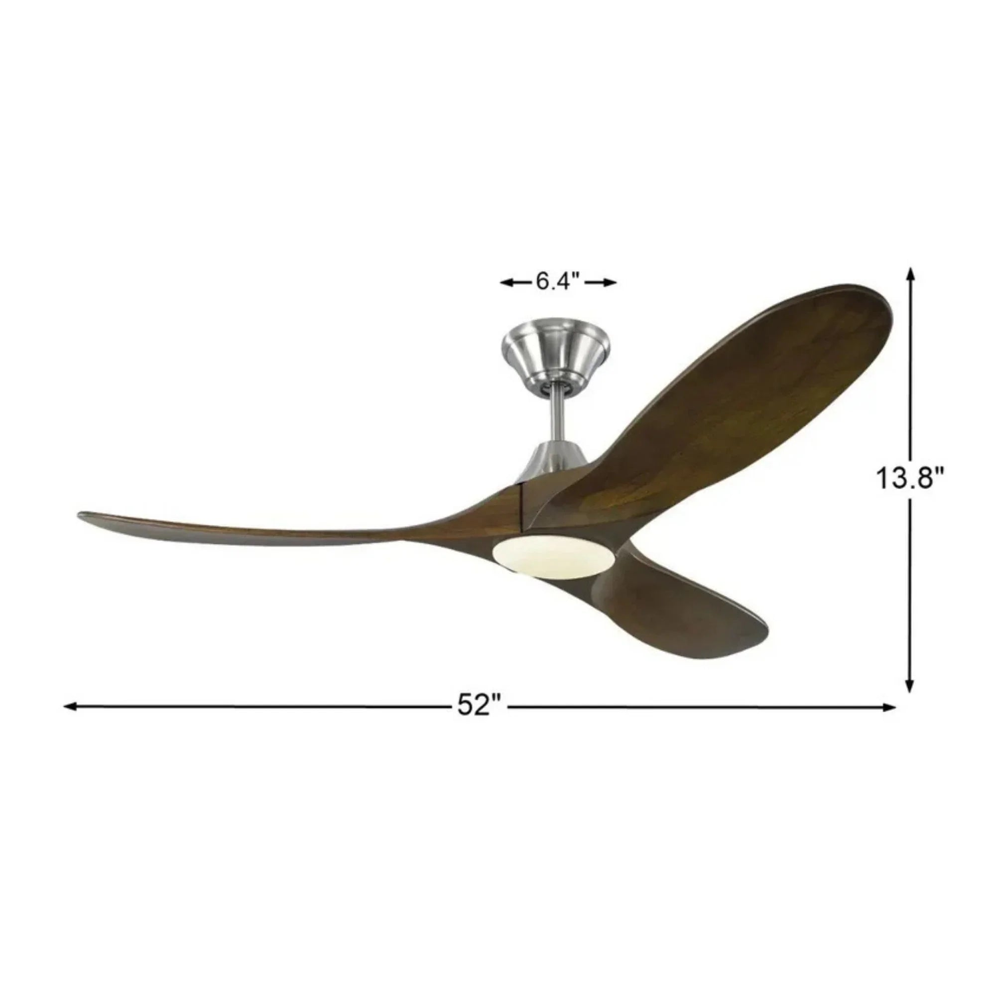 Maverick 52" Steel & Walnut Damp Rated LED Ceiling Fan with Remote