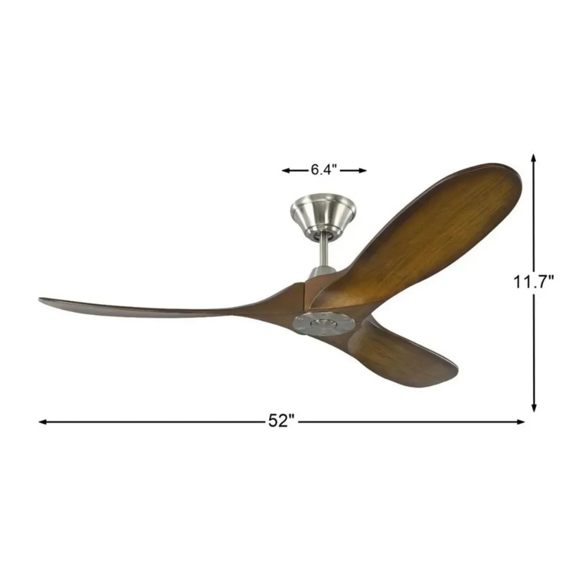 Maverick 52" Steel & Koa Damp Rated Ceiling Fan with Remote