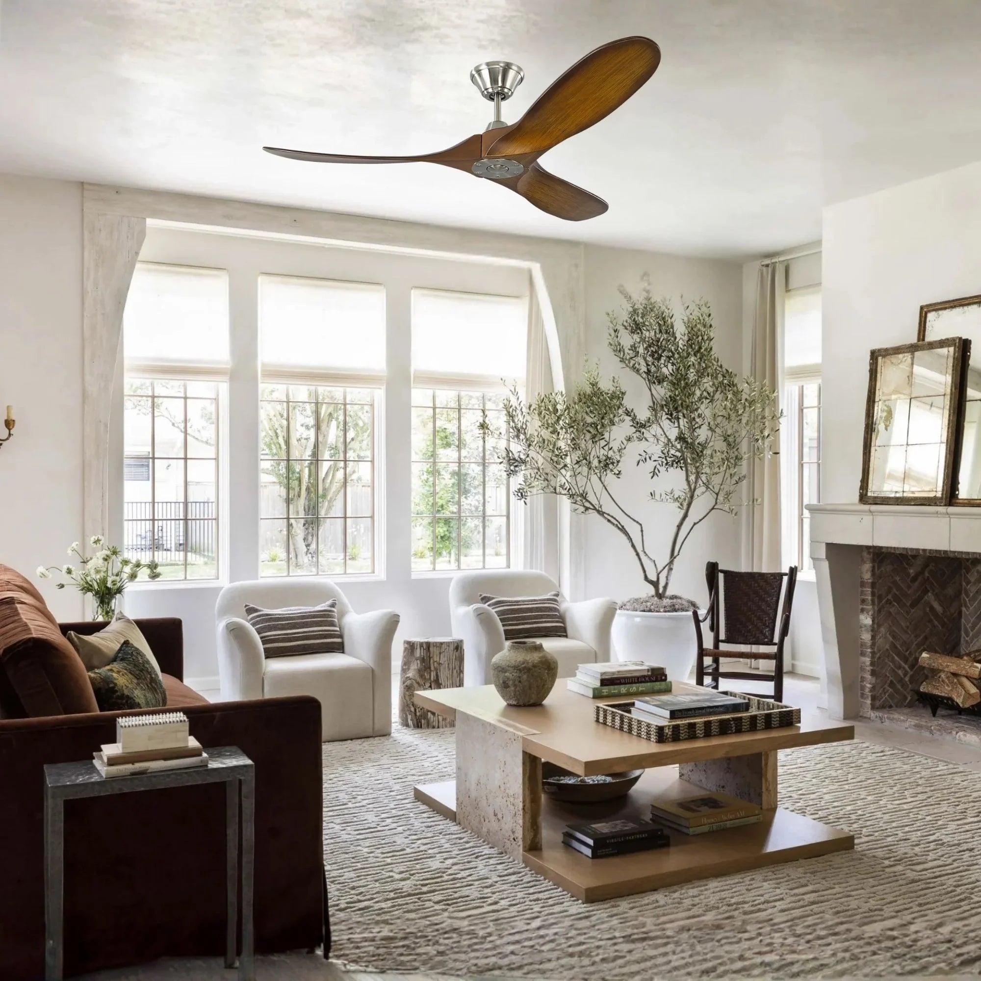 Maverick 52" Steel & Koa Damp Rated Ceiling Fan with Remote