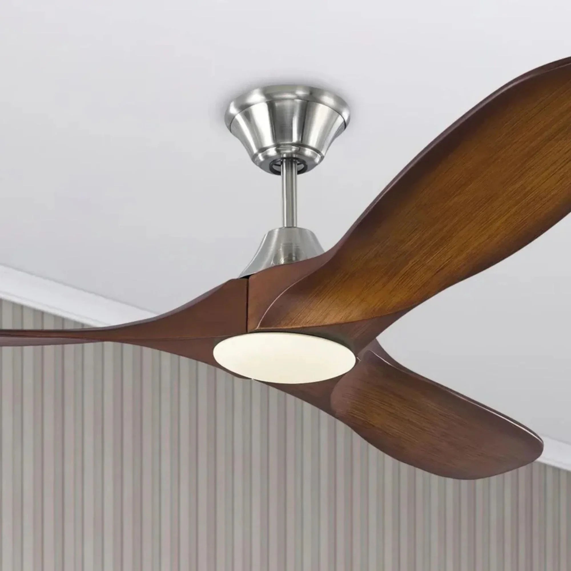 Maverick 52" Steel & Koa Damp Rated LED Ceiling Fan with Remote