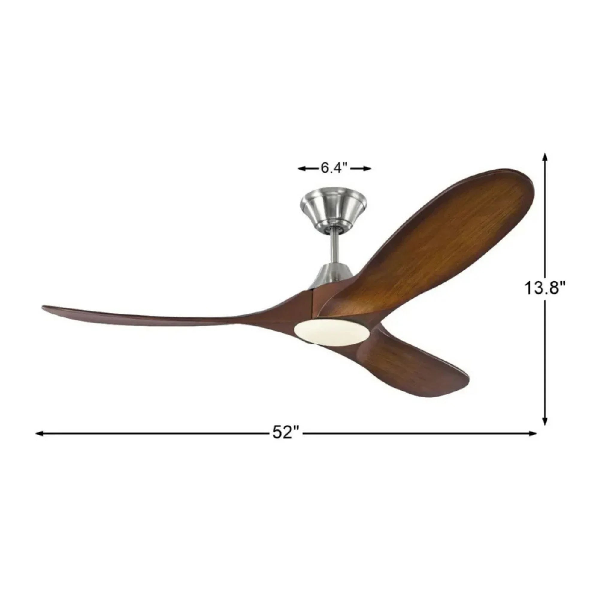 Maverick 52" Steel & Koa Damp Rated LED Ceiling Fan with Remote