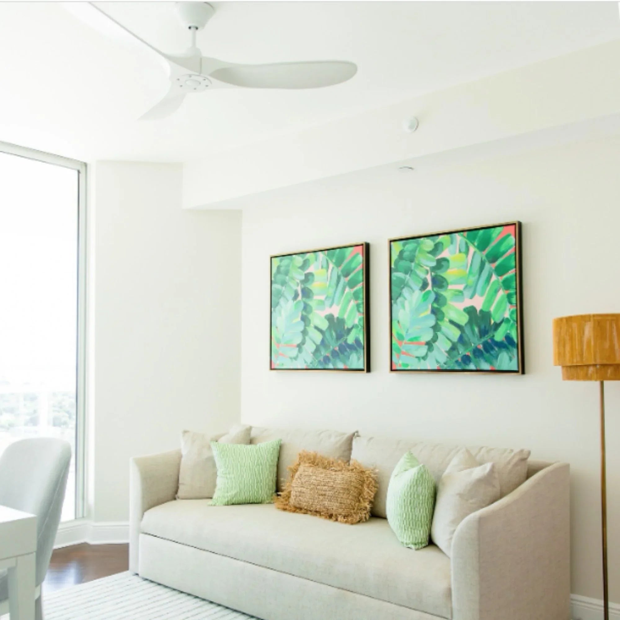 Maverick 52" Matte White Damp Rated Ceiling Fan with Remote