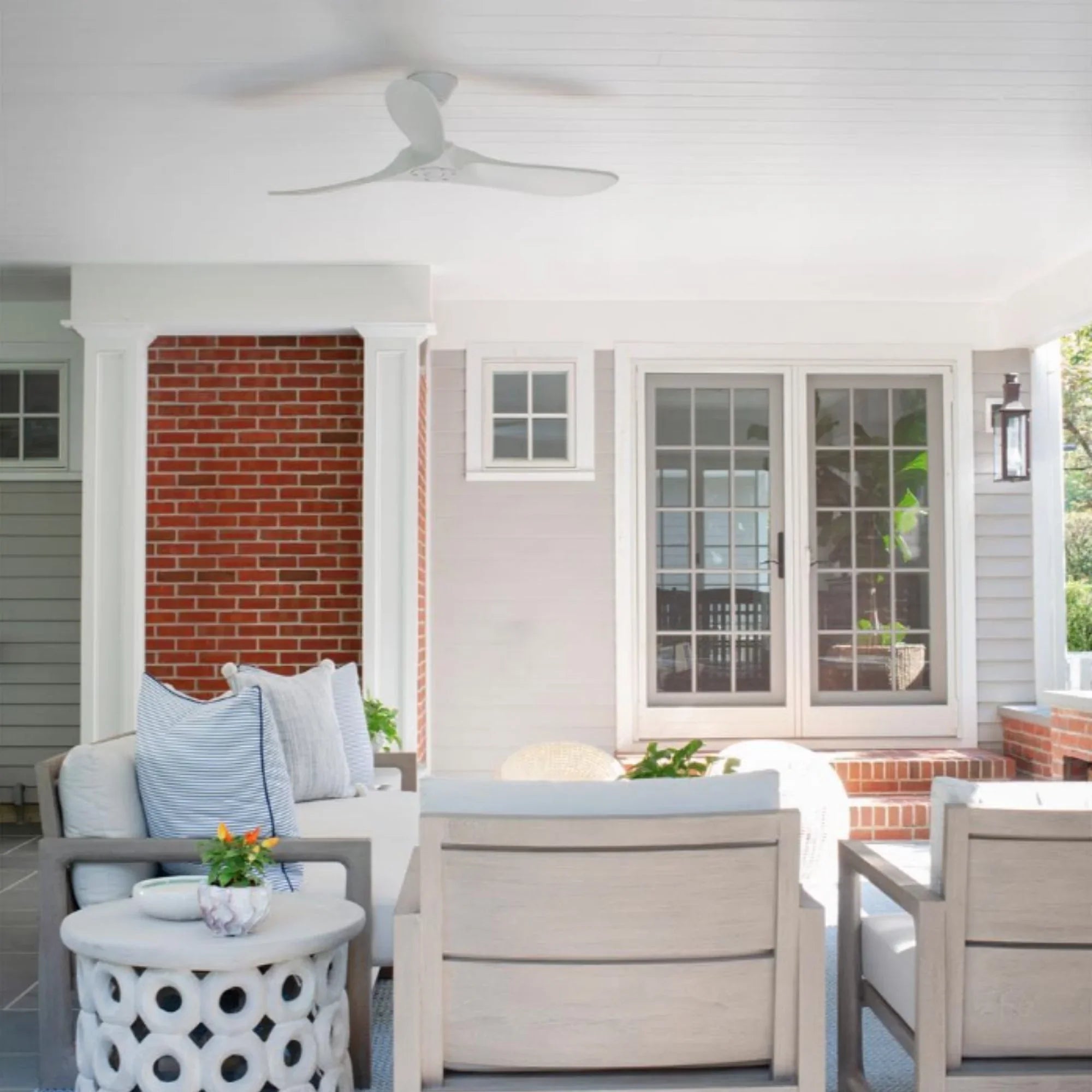 Maverick 52" Matte White Damp Rated Ceiling Fan with Remote