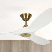 Maverick 52" White & Brass Damp Rated Ceiling Fan with Remote