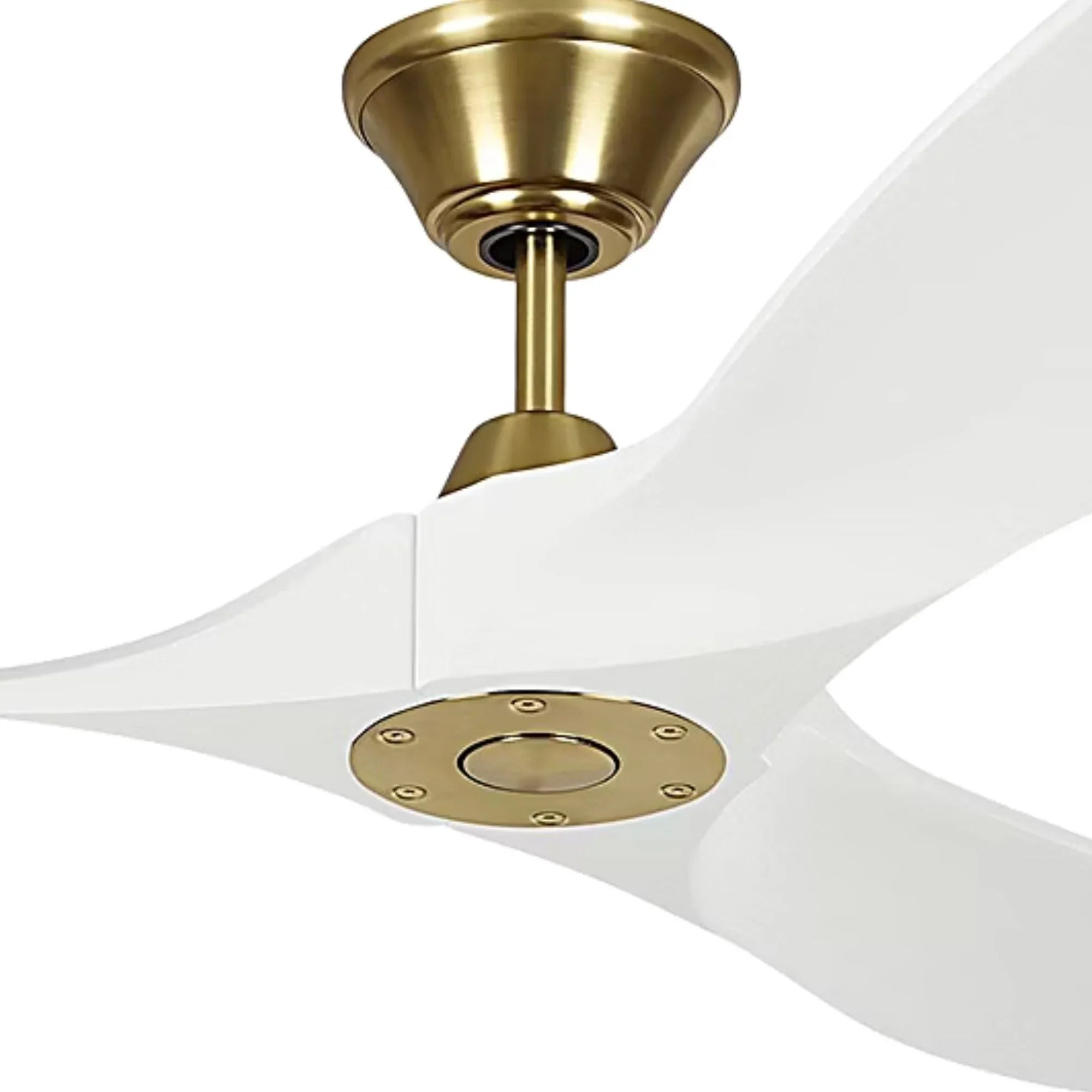 Maverick 52" White & Brass Damp Rated Ceiling Fan with Remote