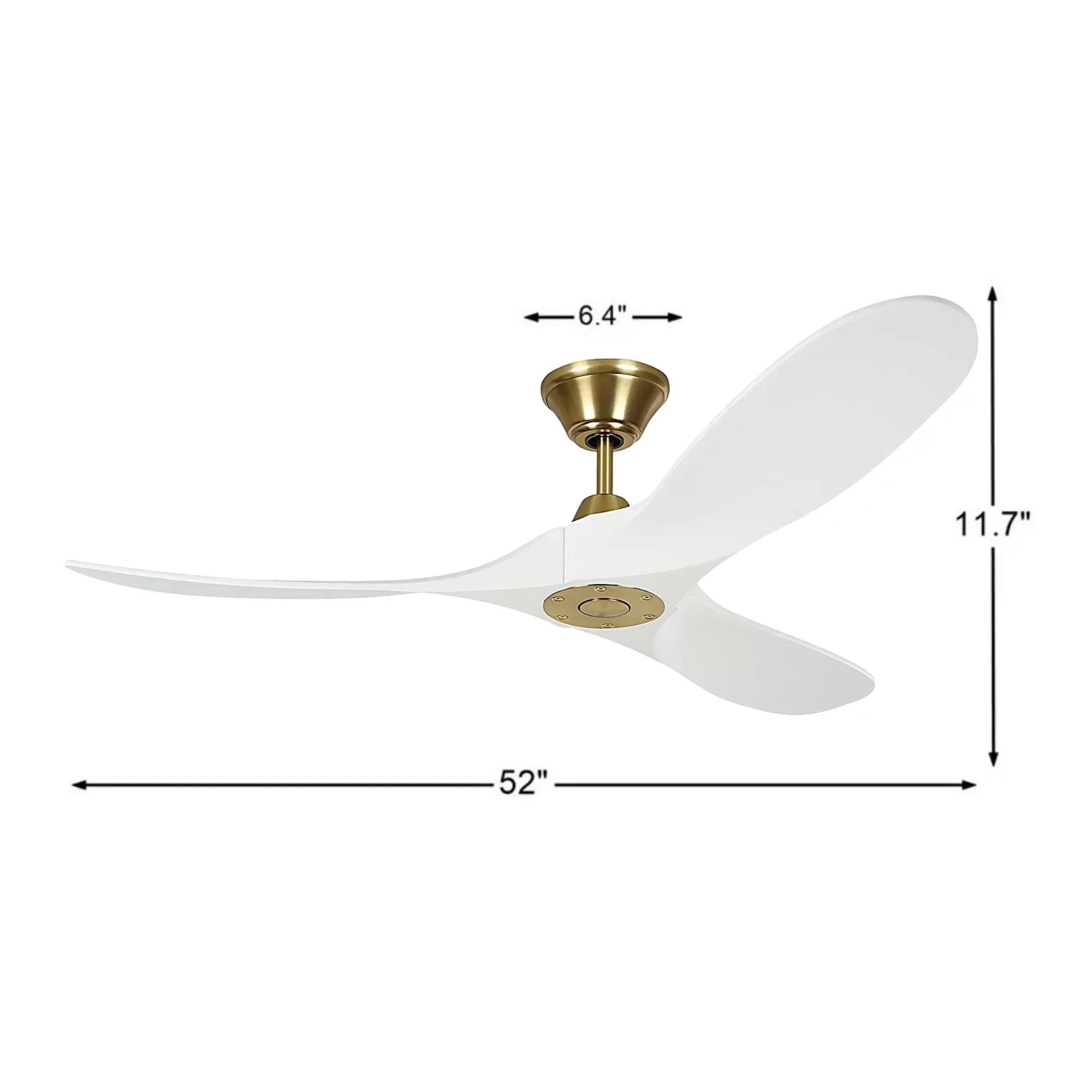 Maverick 52" White & Brass Damp Rated Ceiling Fan with Remote