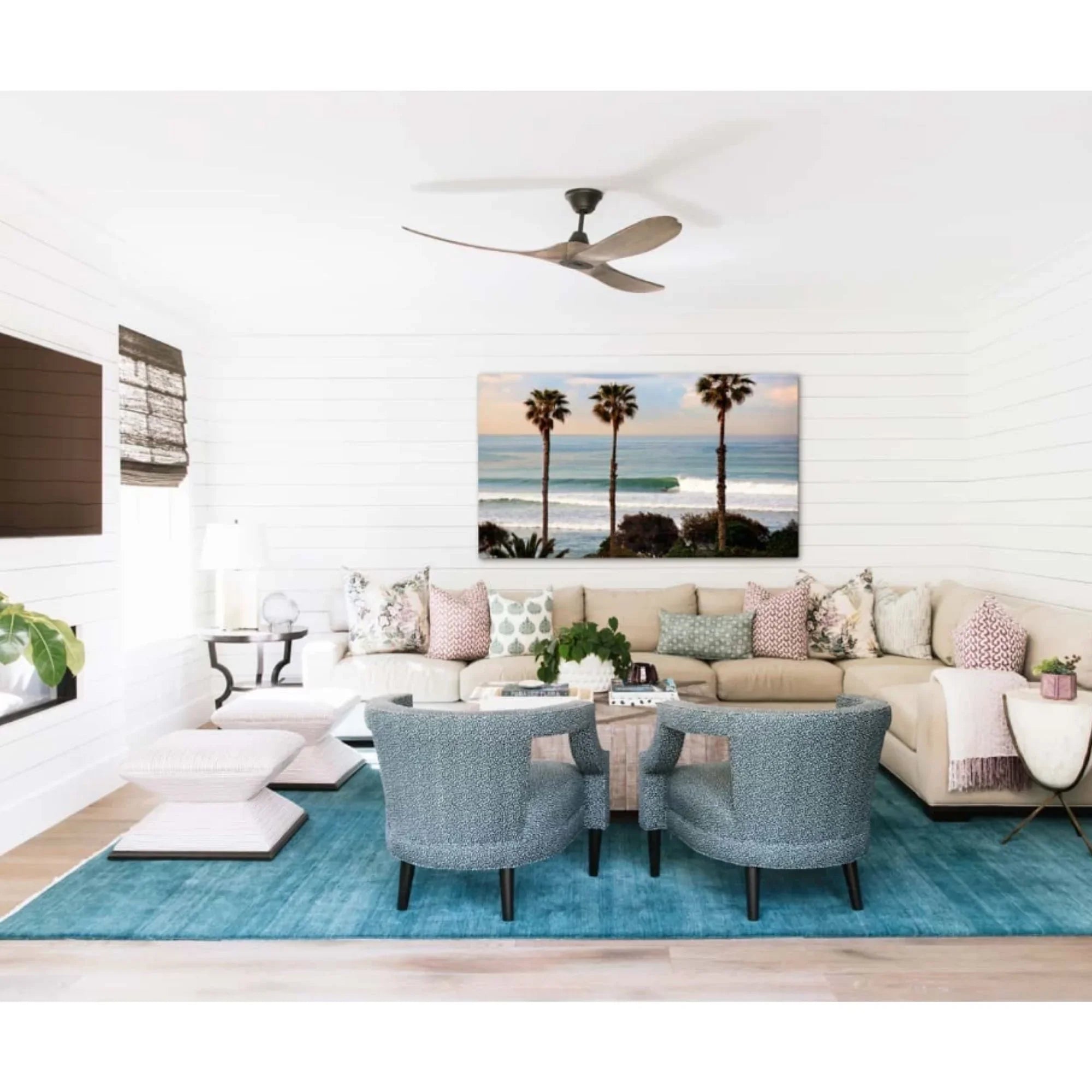 Maverick 60" Aged Pewter Damp Rated Ceiling Fan with Remote