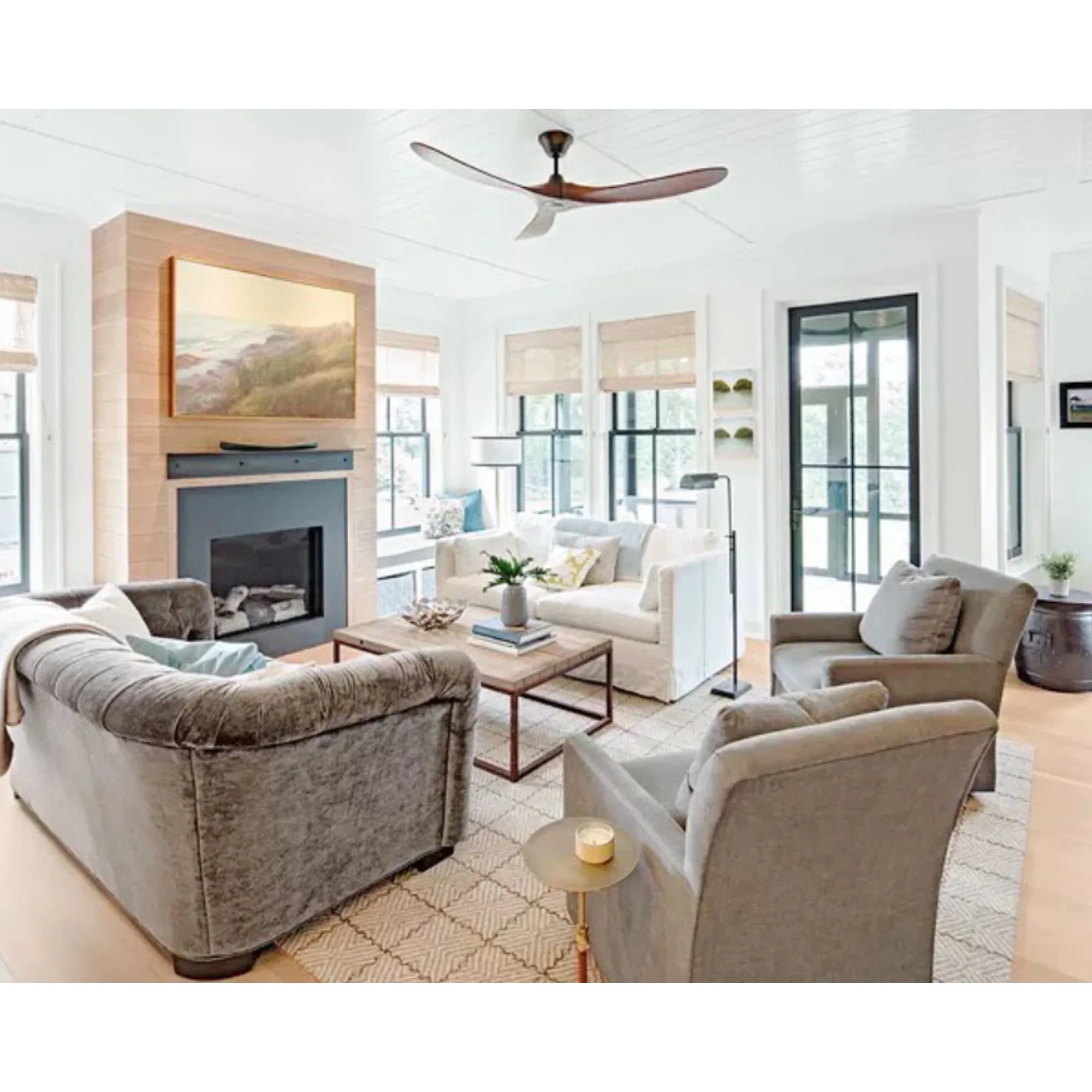 Maverick 60" Black & Walnut Damp Rated Ceiling Fan with Remote