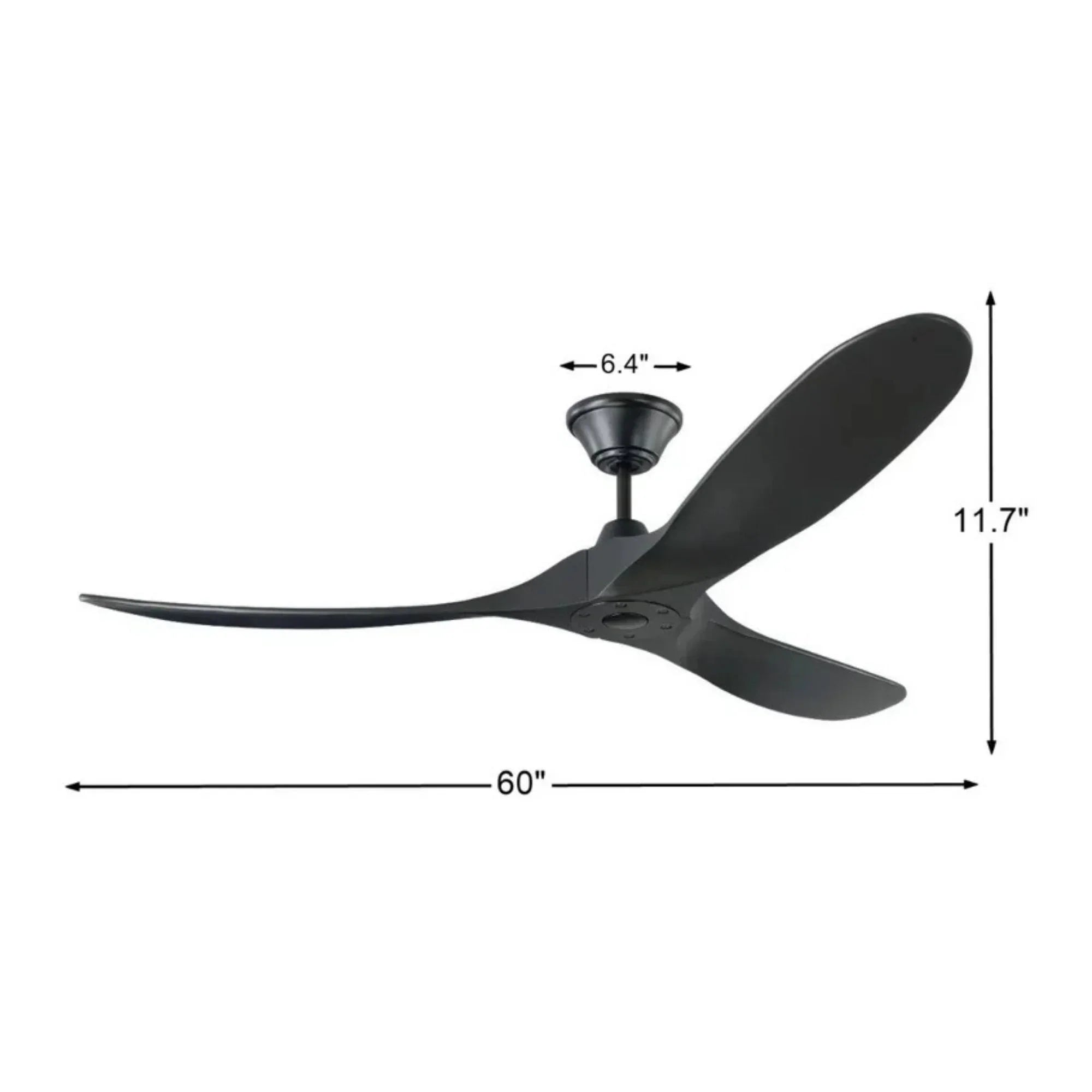 Maverick 60" Matte Black Damp Rated Ceiling Fan with Remote