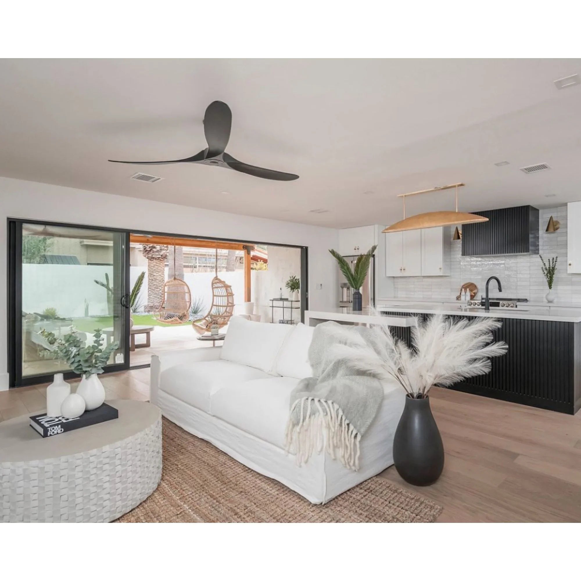 Maverick 60" Matte Black Damp Rated Ceiling Fan with Remote