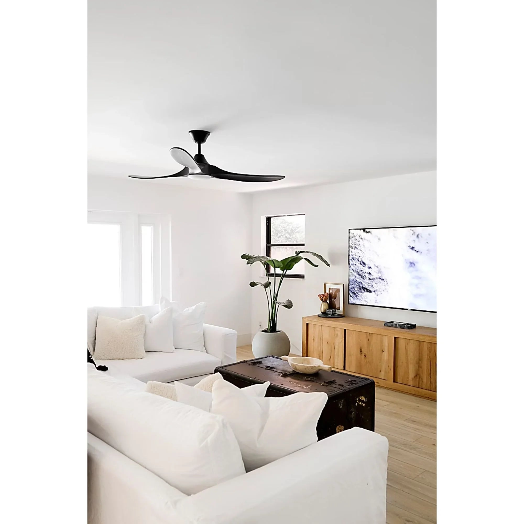 Maverick 60" Black Damp Rated LED Ceiling Fan with Remote