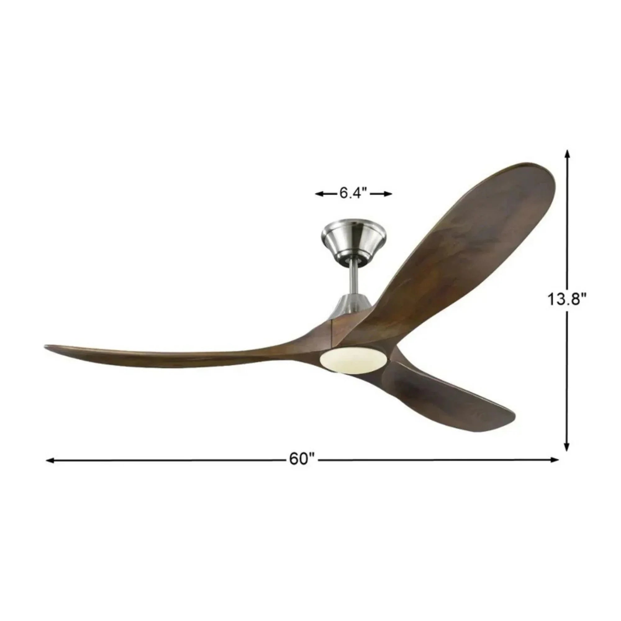 Maverick 60" Steel & Walnut Damp Rated LED Ceiling Fan with Remote