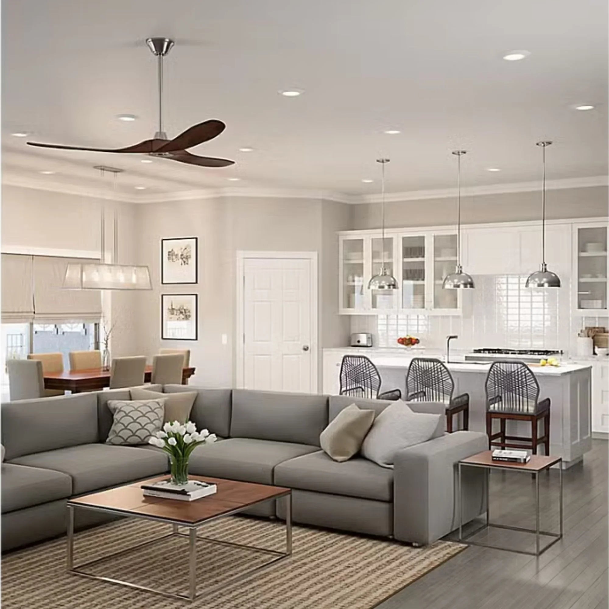 Maverick 60" Steel & Koa Damp Rated Ceiling Fan with Remote