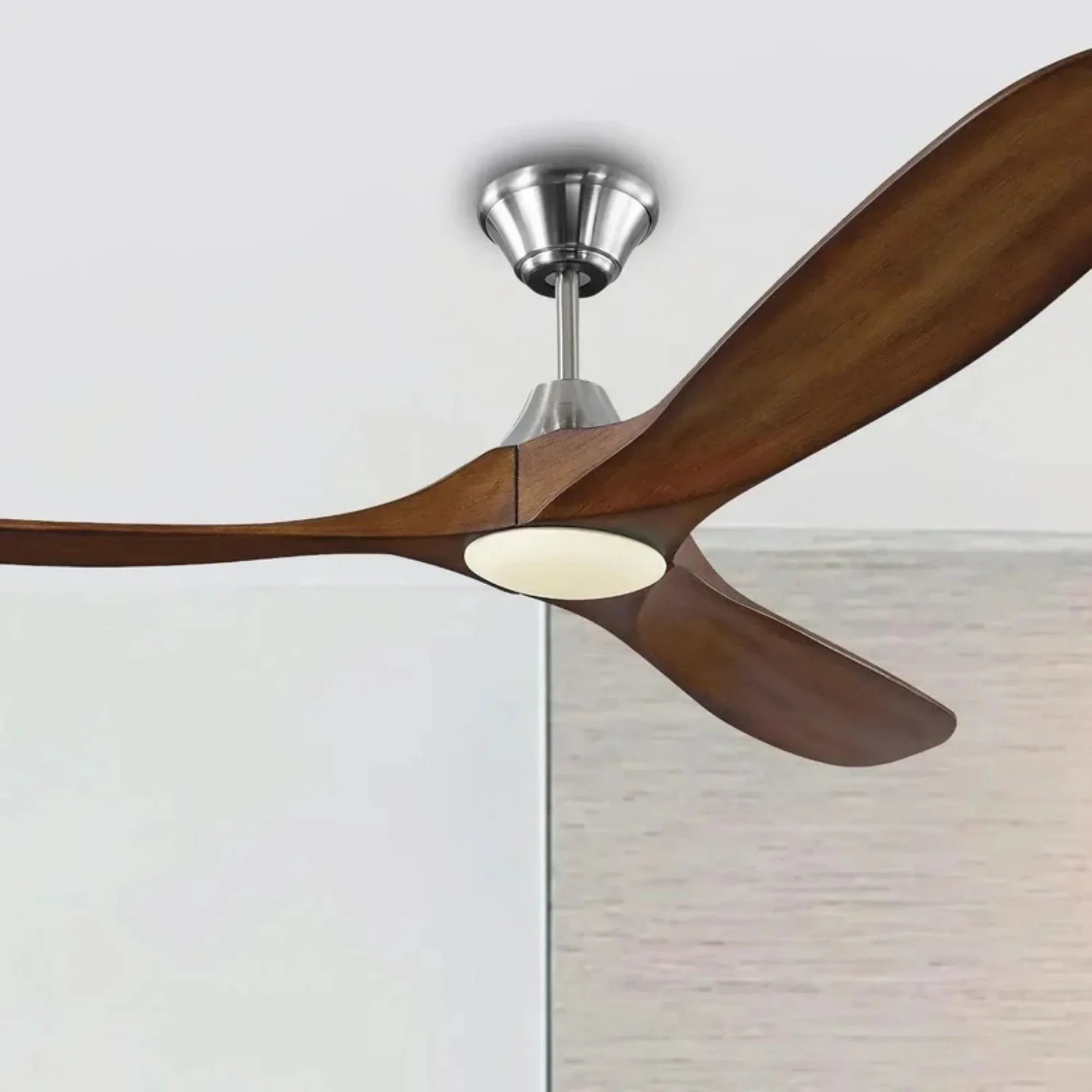Maverick 60" Steel & Koa Damp Rated LED Ceiling Fan with Remote