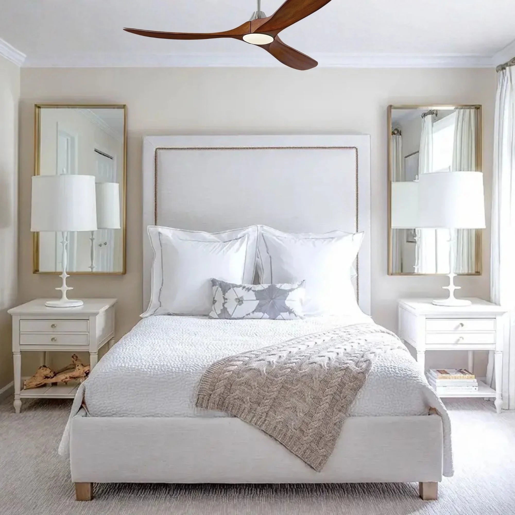 Maverick 60" Steel & Koa Damp Rated LED Ceiling Fan with Remote