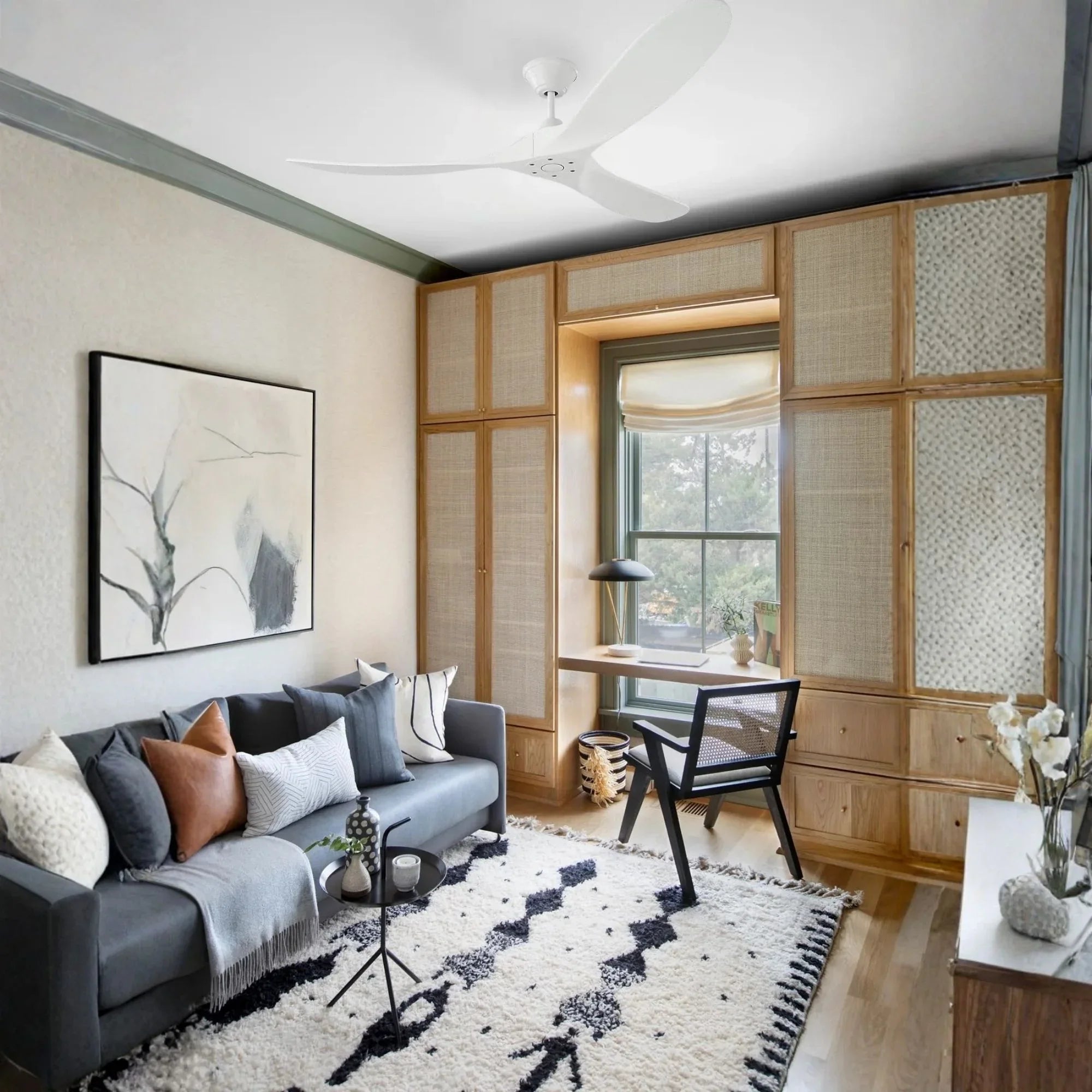 Maverick 60" Matte White Damp Rated Ceiling Fan with Remote