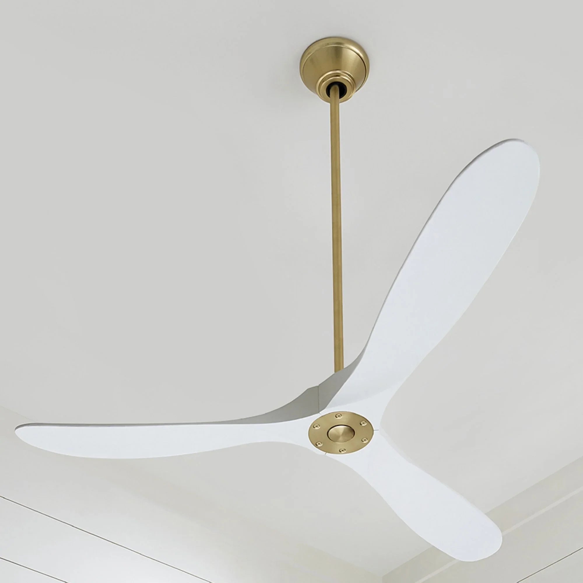 Maverick 60" White & Brass Damp Rated Ceiling Fan with Remote
