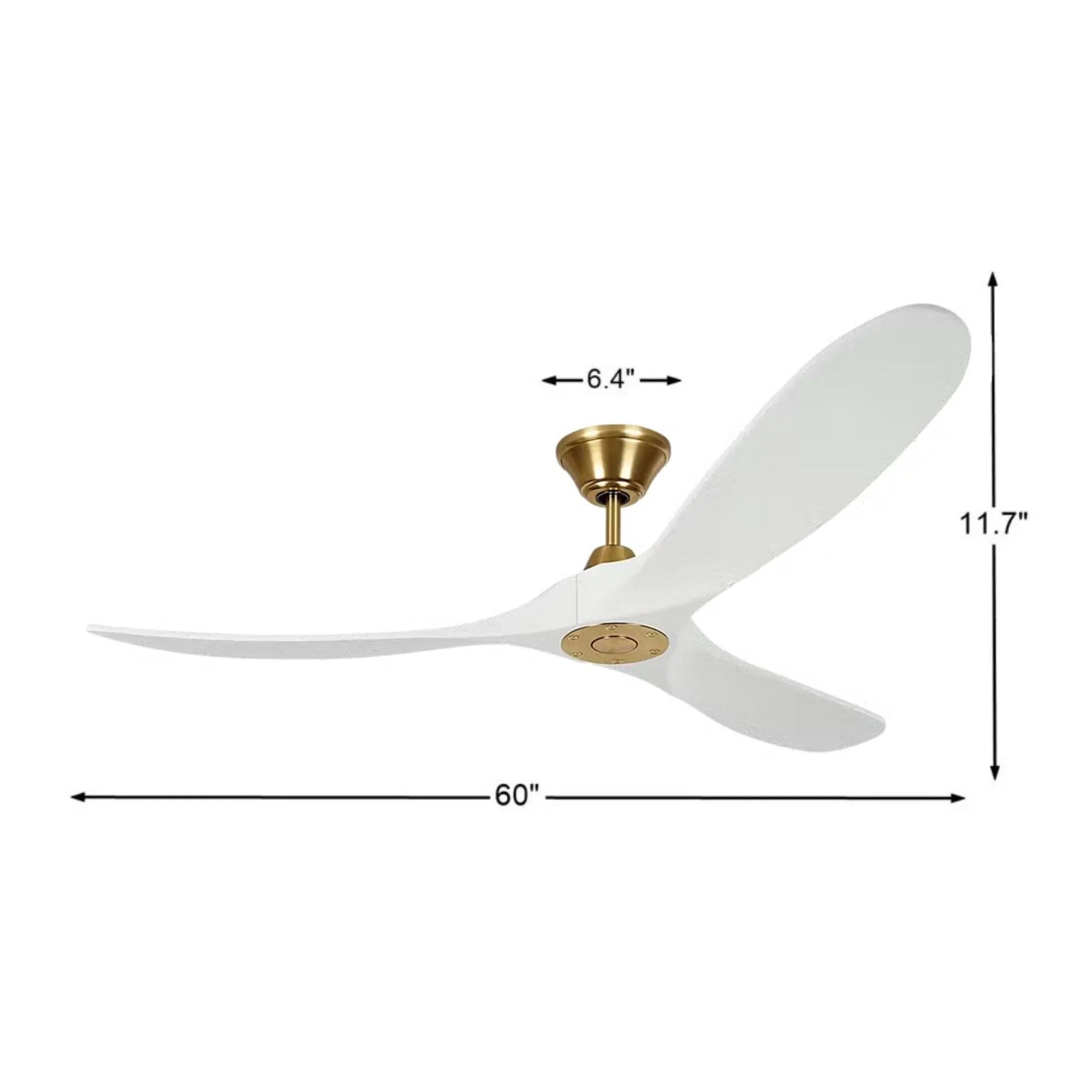 Maverick 60" White & Brass Damp Rated Ceiling Fan with Remote