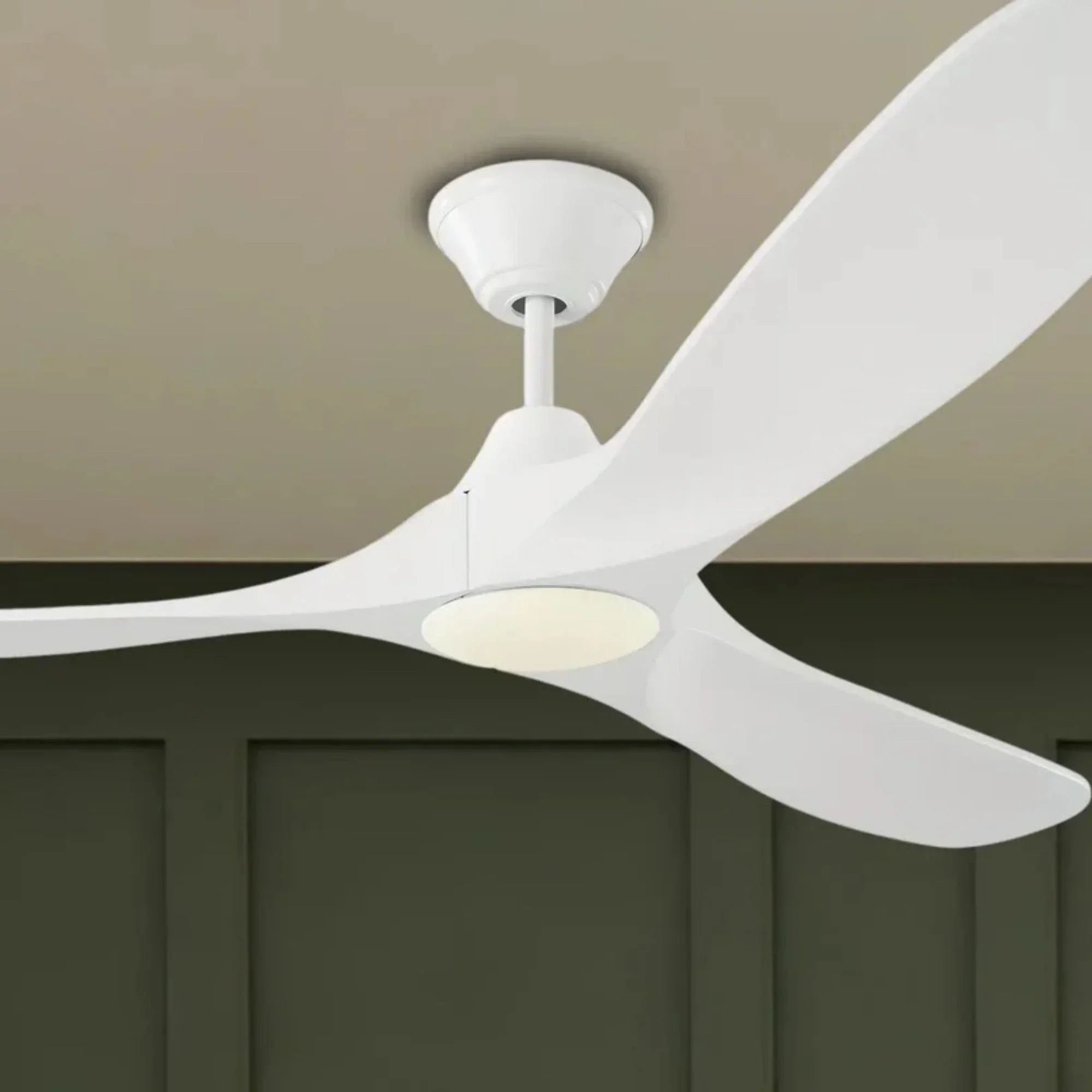 Maverick 60" Matte White Damp Rated LED Ceiling Fan with Remote