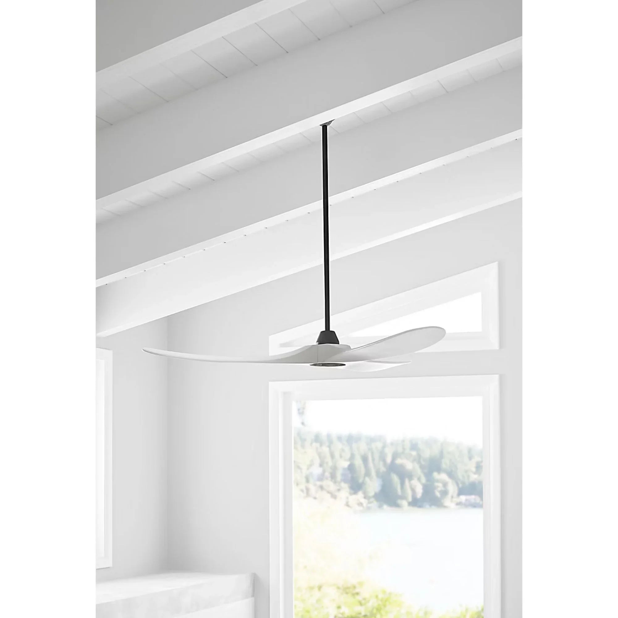 Maverick 60" Matte White Damp Rated LED Ceiling Fan with Remote