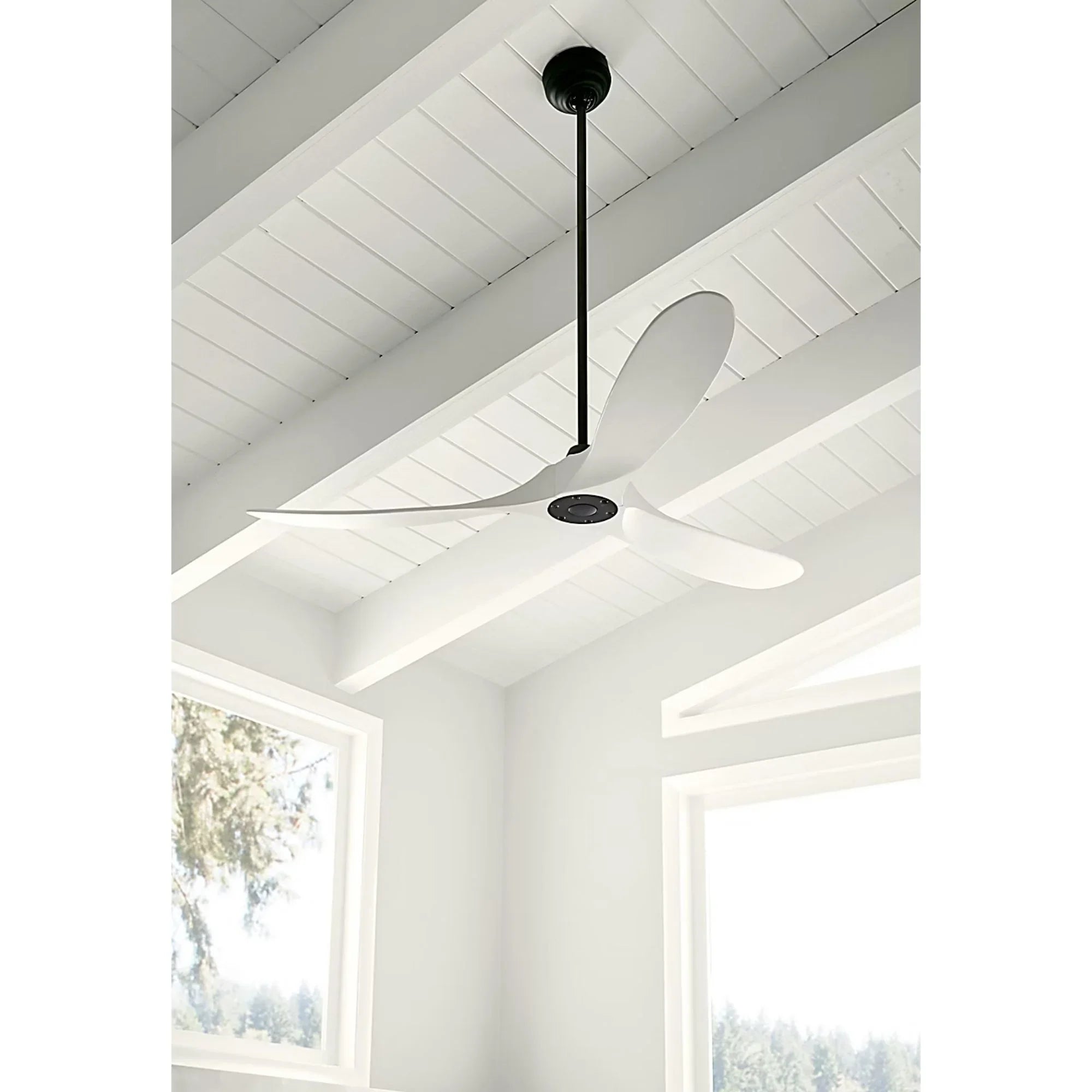 Maverick 60" Matte White Damp Rated LED Ceiling Fan with Remote