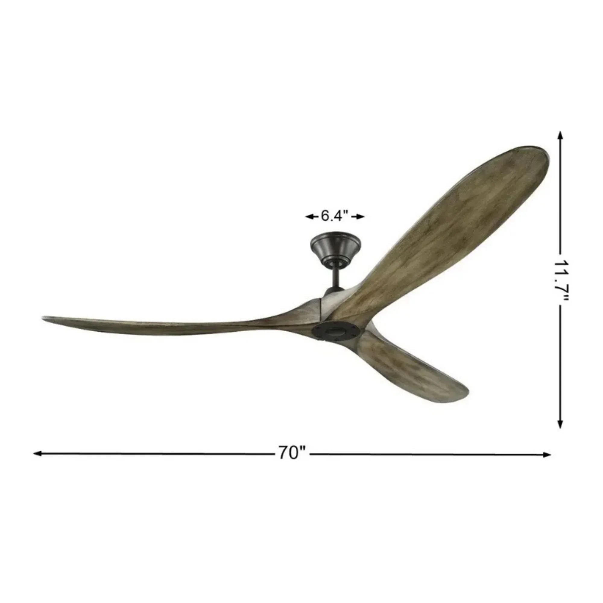 Maverick Max 70" Aged Pewter & Oak Large Ceiling Fan with Remote