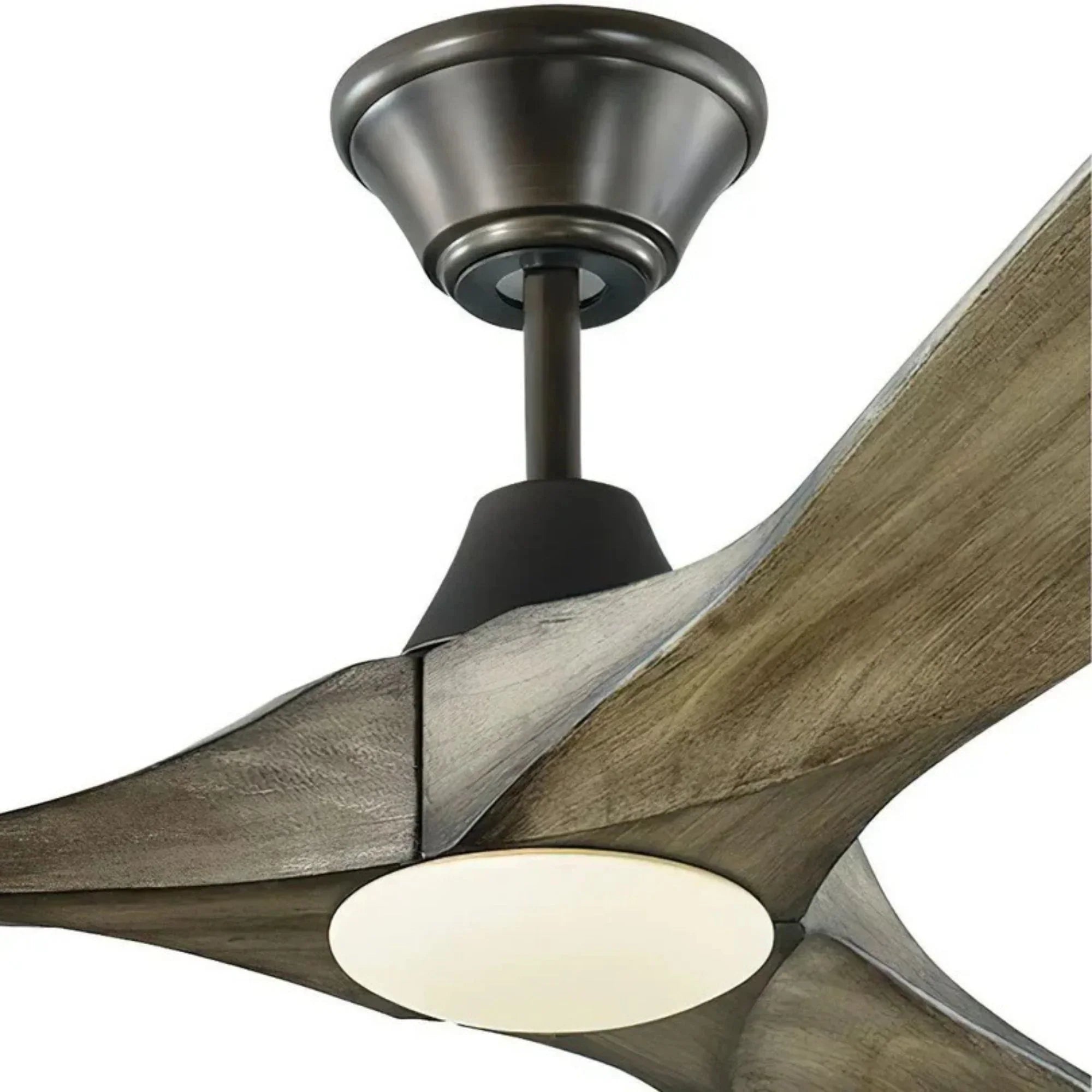 Maverick Max 70" Aged Pewter & Oak LED Large Ceiling Fan with Remote