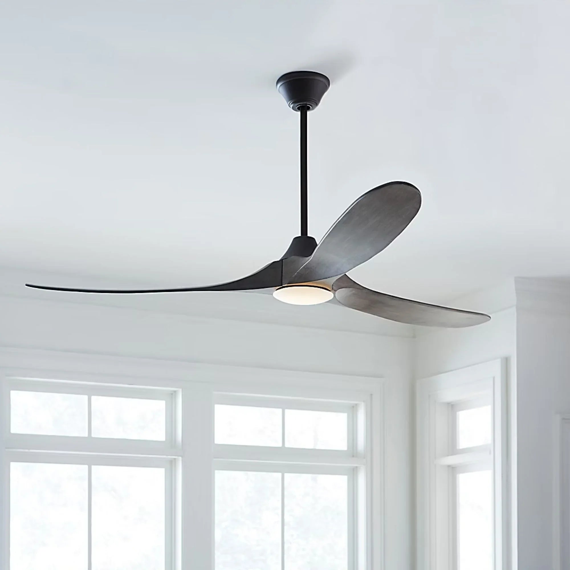 Maverick Max 70" Aged Pewter & Oak LED Large Ceiling Fan with Remote